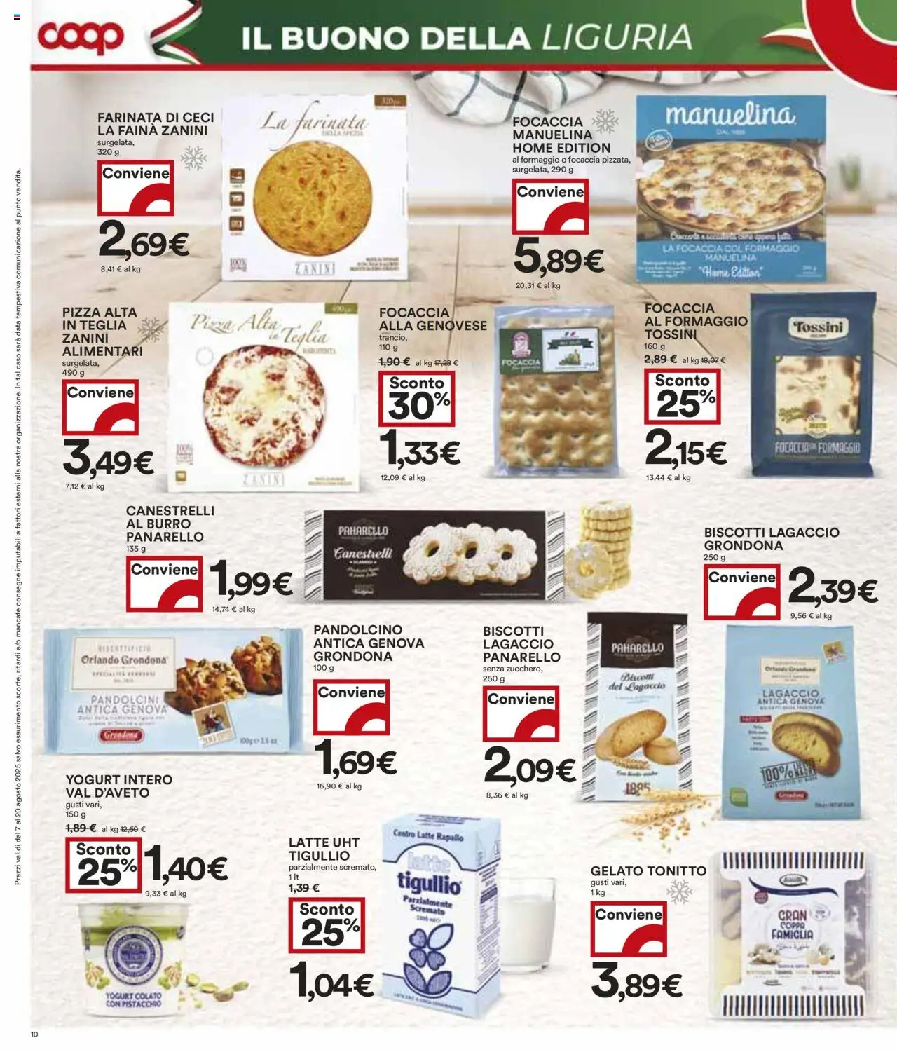 Volantino COOP del 07.08.2025 | Pagina: 10 | Prodotti: Focaccia, Ceci, Latte, Canestrelli