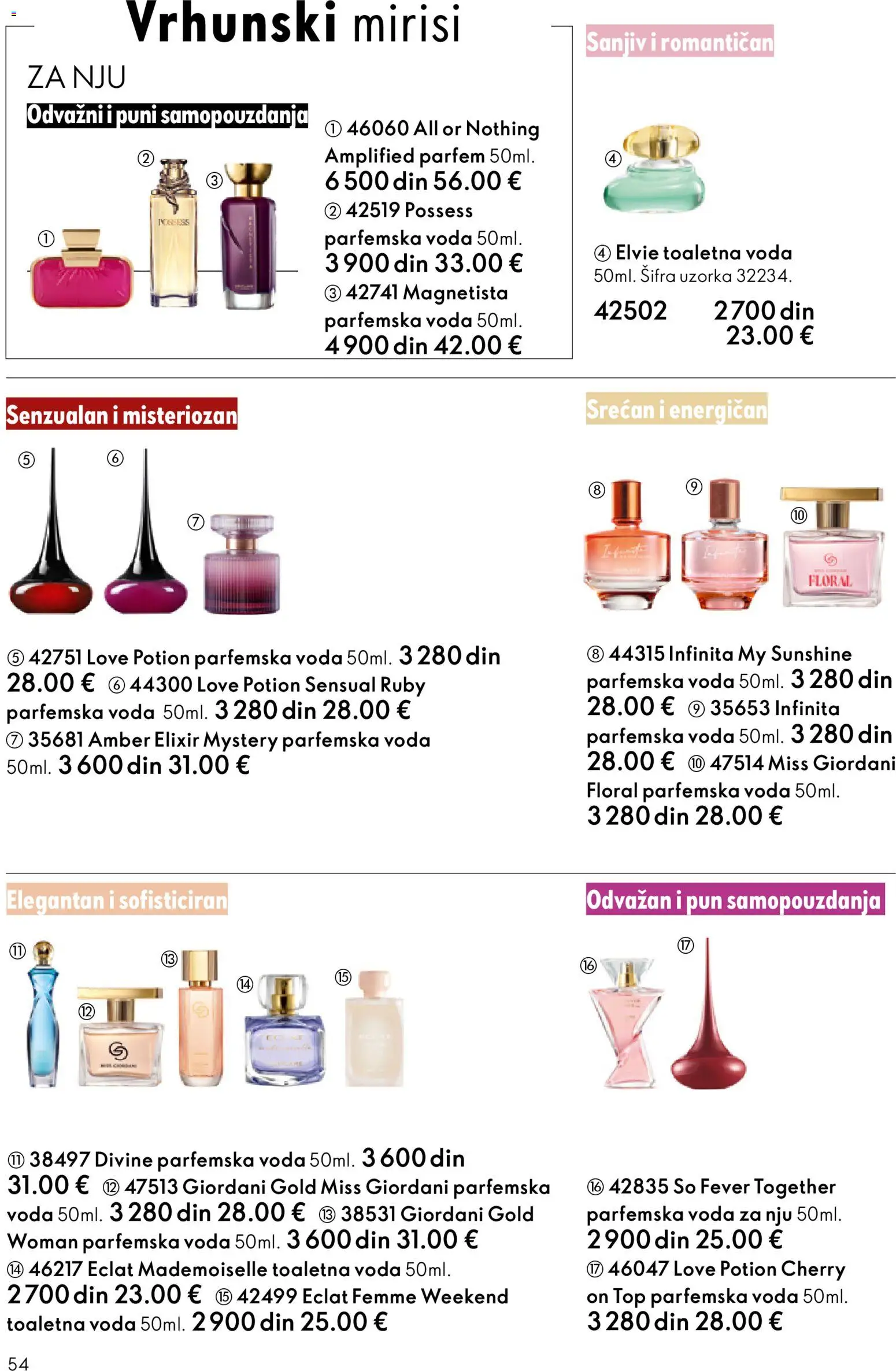 Oriflame katalog - važi od 19.11.2025 | Strana: 54 | Proizvode: Parfem, Toaletna voda, So, Voda