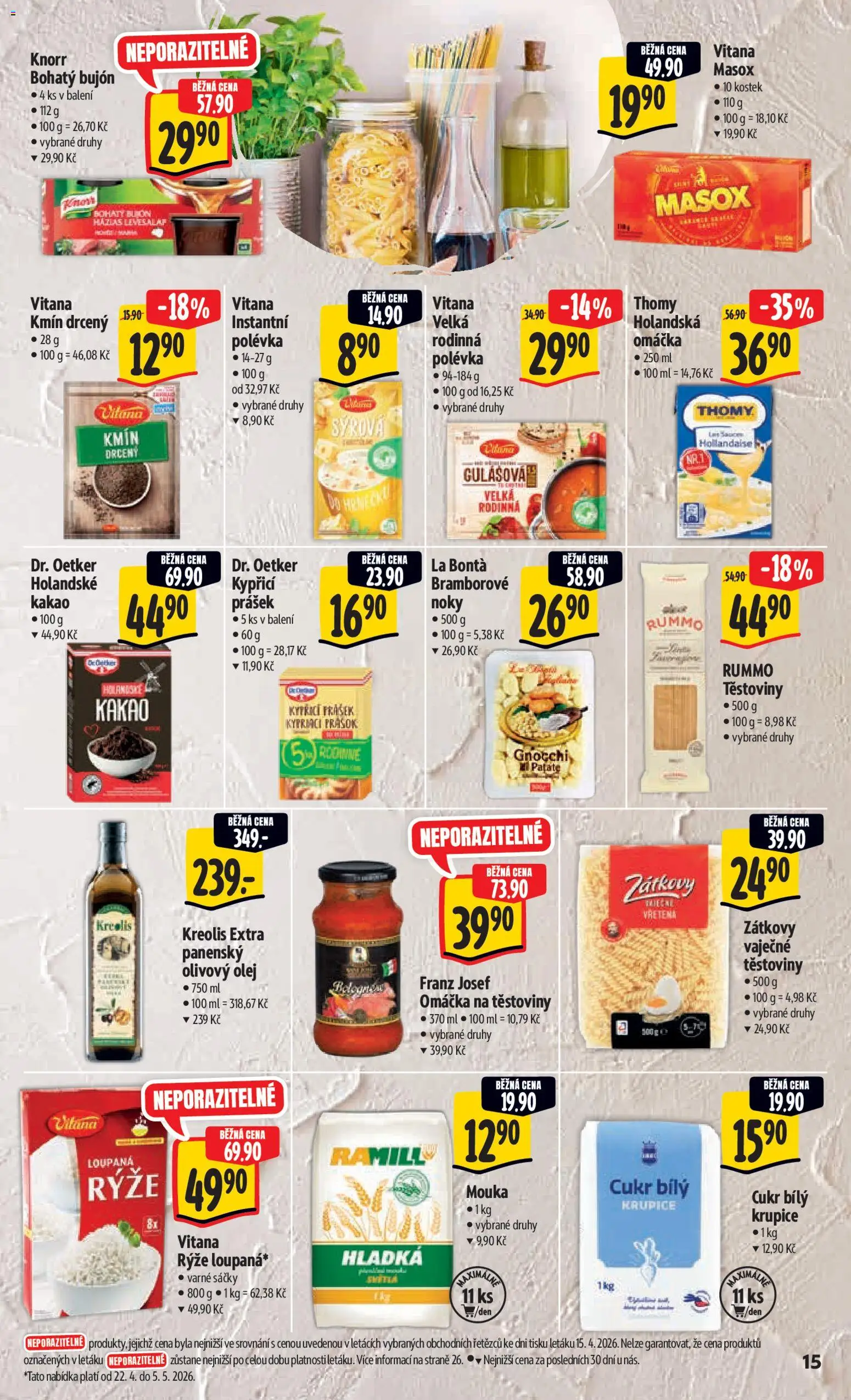 Albert leták - Hypermarket od 22.04.2026 | Strana: 23 | Produkty: Olivový olej, Knorr, Bujón, Masox