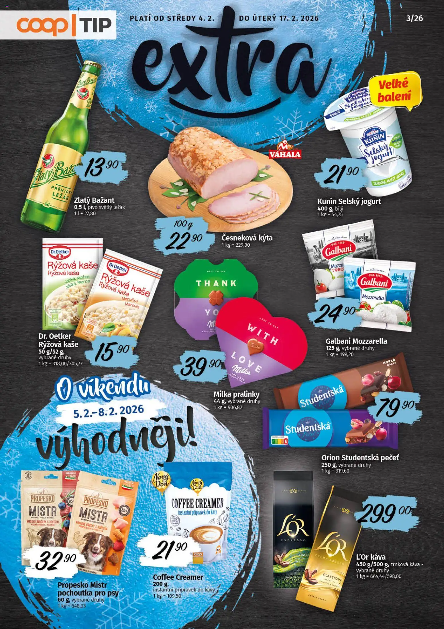 Coop leták - Tip Extra od 04.02.2026 | Strana: 1 | Produkty: Káva, Pivo, Rýžová kaše, Zrnková káva