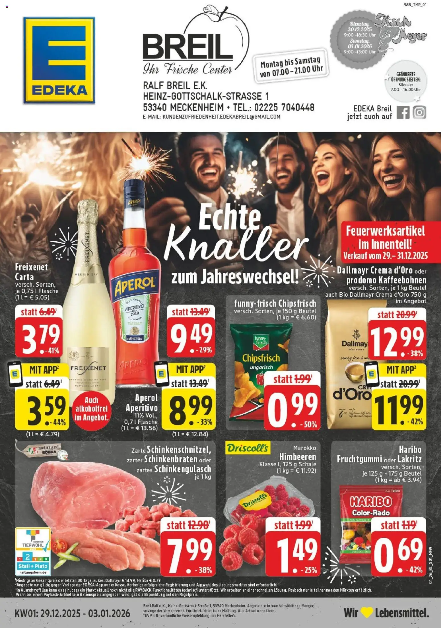 Edeka prospekt Meckenheim	 – gültig ab 28.12.2025 | Seite: 1 | Produkte: Haribo, Freixenet, Fisch, Aperol