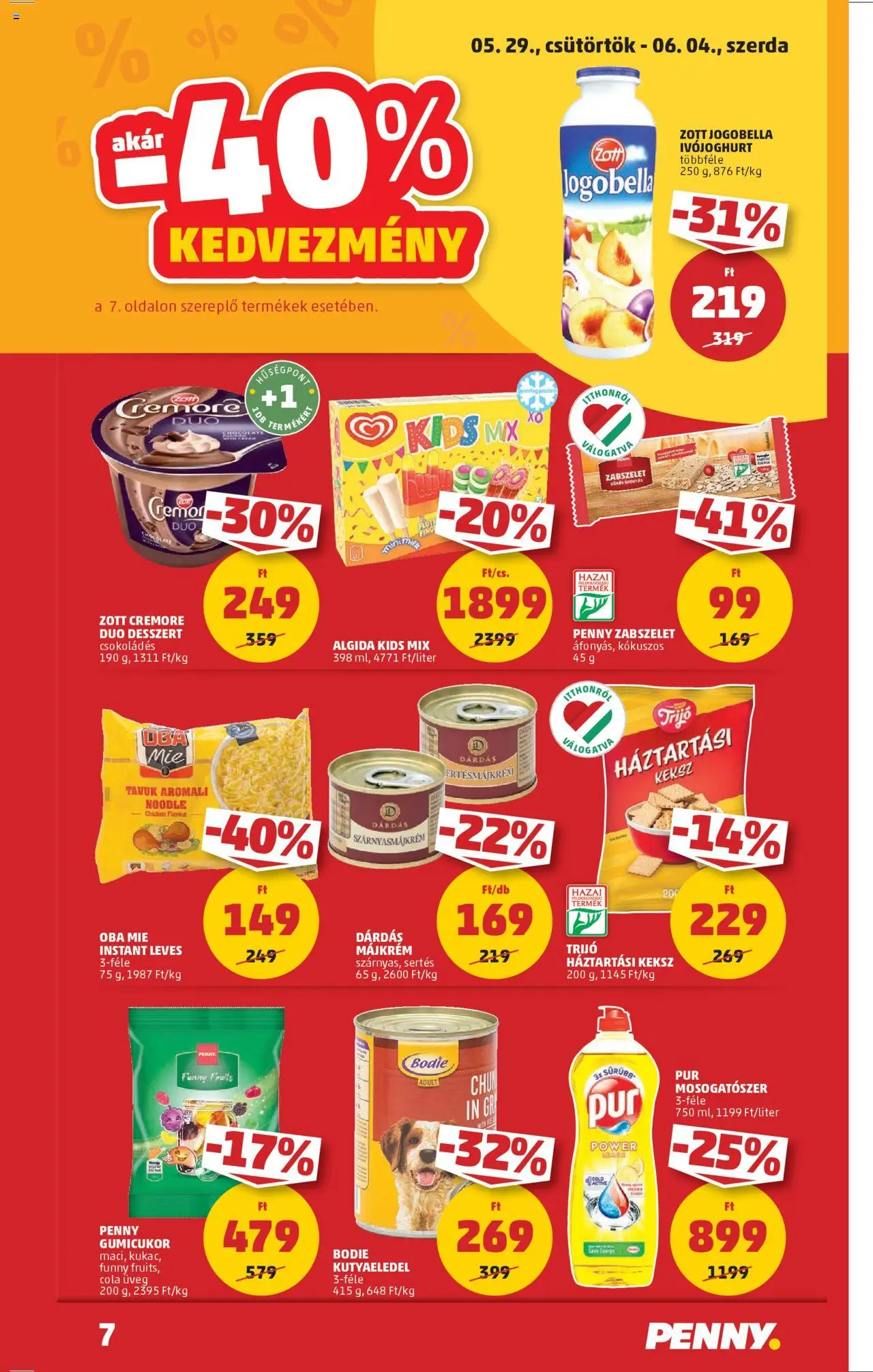 PENNY akciós ujság - amely érvényes a következő dátumtól: 29.05.2025 | Oldal: 9 | Termékek: Májkrém, Háztartási keksz, Kutyaeledel, Cola