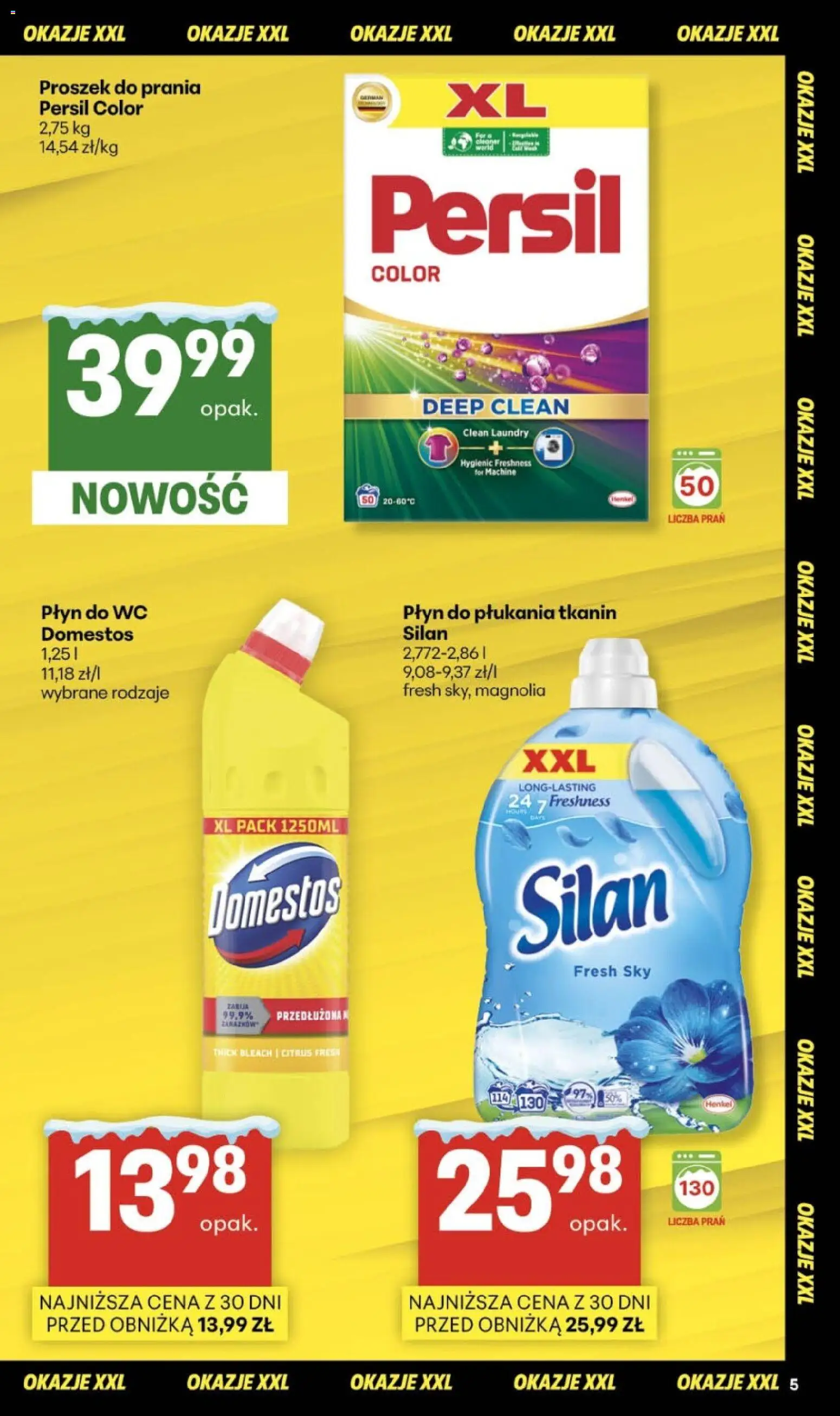 Delikatesy Centrum Gazetka od 08.01.2026 | Strona: 5 | Produkty: Persil, Płyn do płukania tkanin, Domestos, Proszek do prania