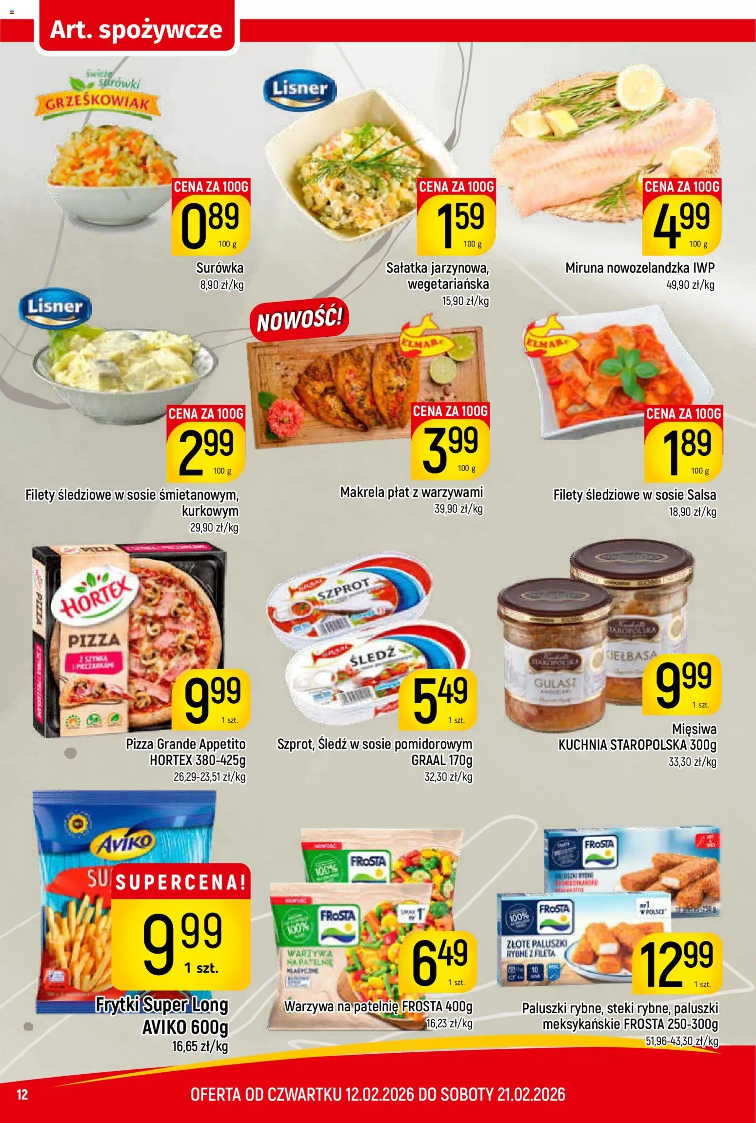 Piotruś Pan Gazetka od 12.02.2026 | Strona: 12 | Produkty: Śledź, Warzywa na patelnie, Paluszki, Warzywa