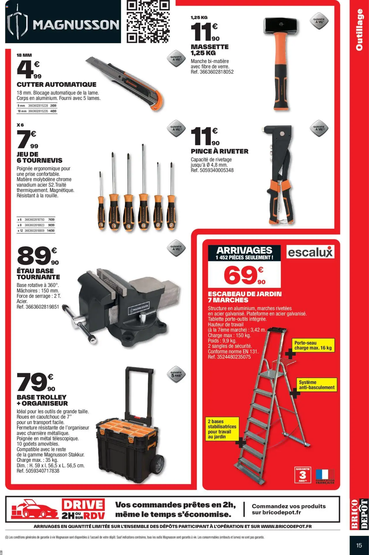  | Page: 15 | Produits: Tournevis, Poids, Prise, Escabeau