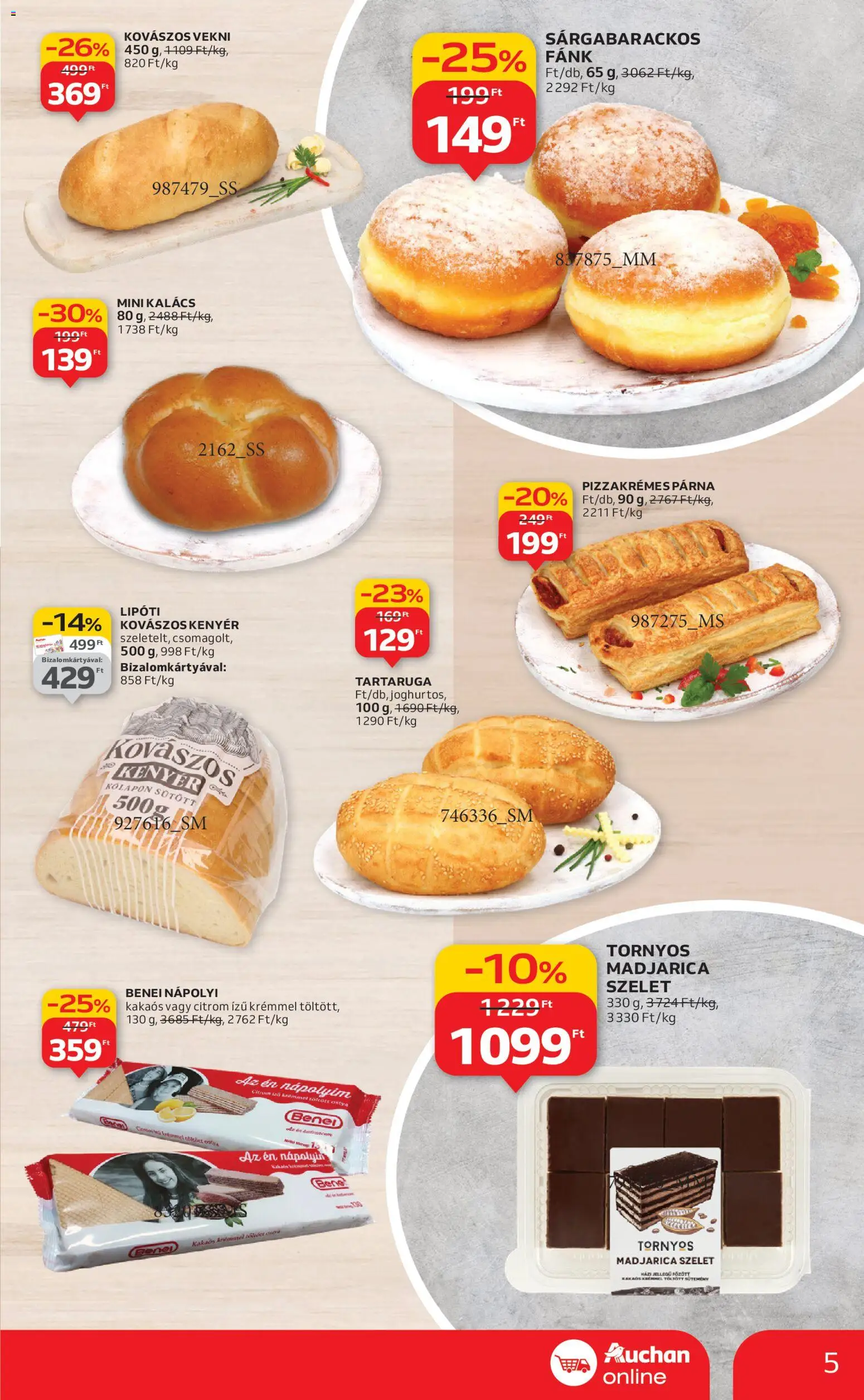 Auchan akciós ujság - amely érvényes a következő dátumtól: 08.01.2026 | Oldal: 5 | Termékek: Fánk, Kalács, Párna, Citrom