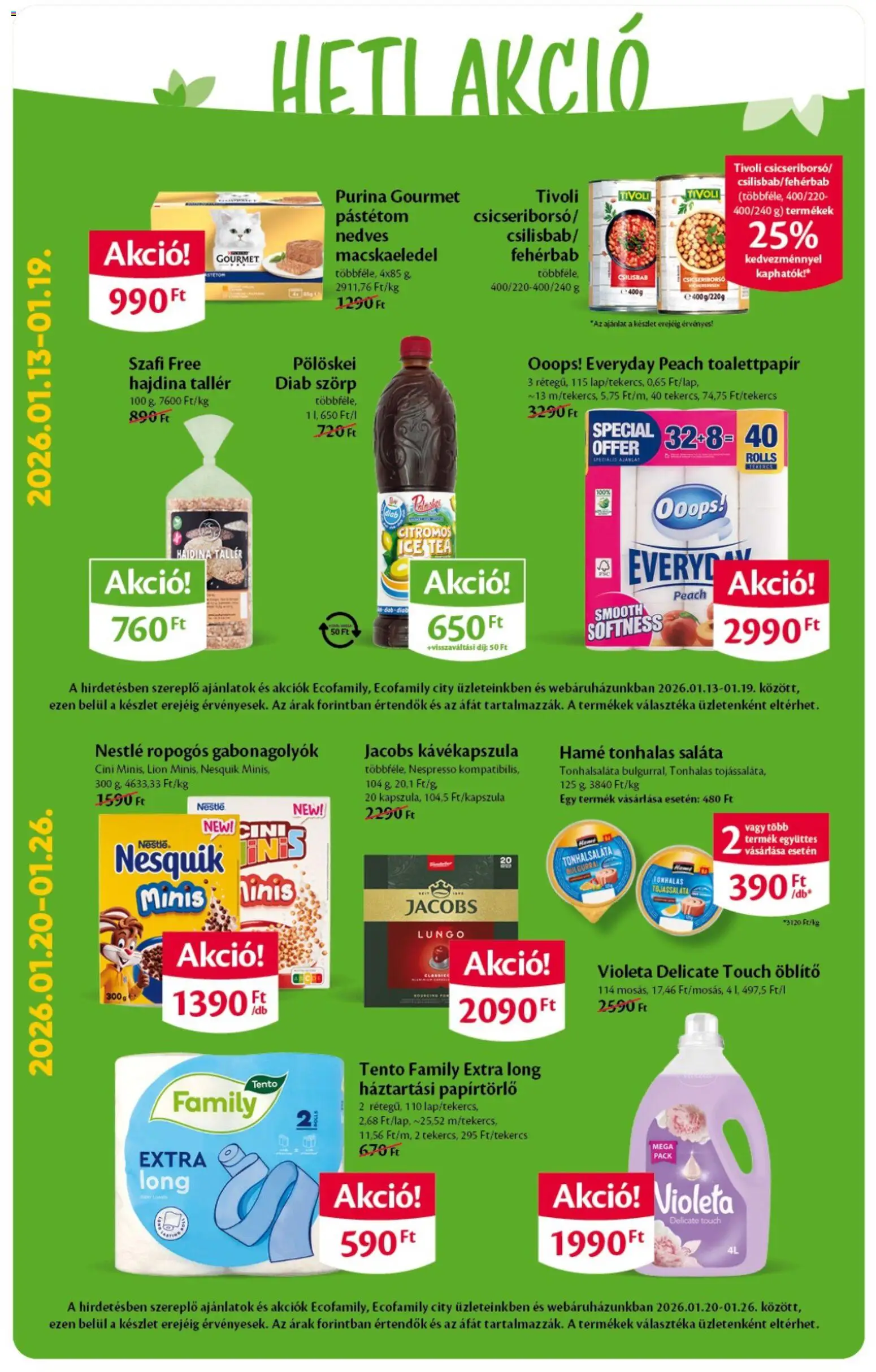 EcoFamily akciós ujság - amely érvényes a következő dátumtól: 15.01.2026 | Oldal: 2 | Termékek: Papírtörlő, Ice tea, Csicseriborsó, Pástétom