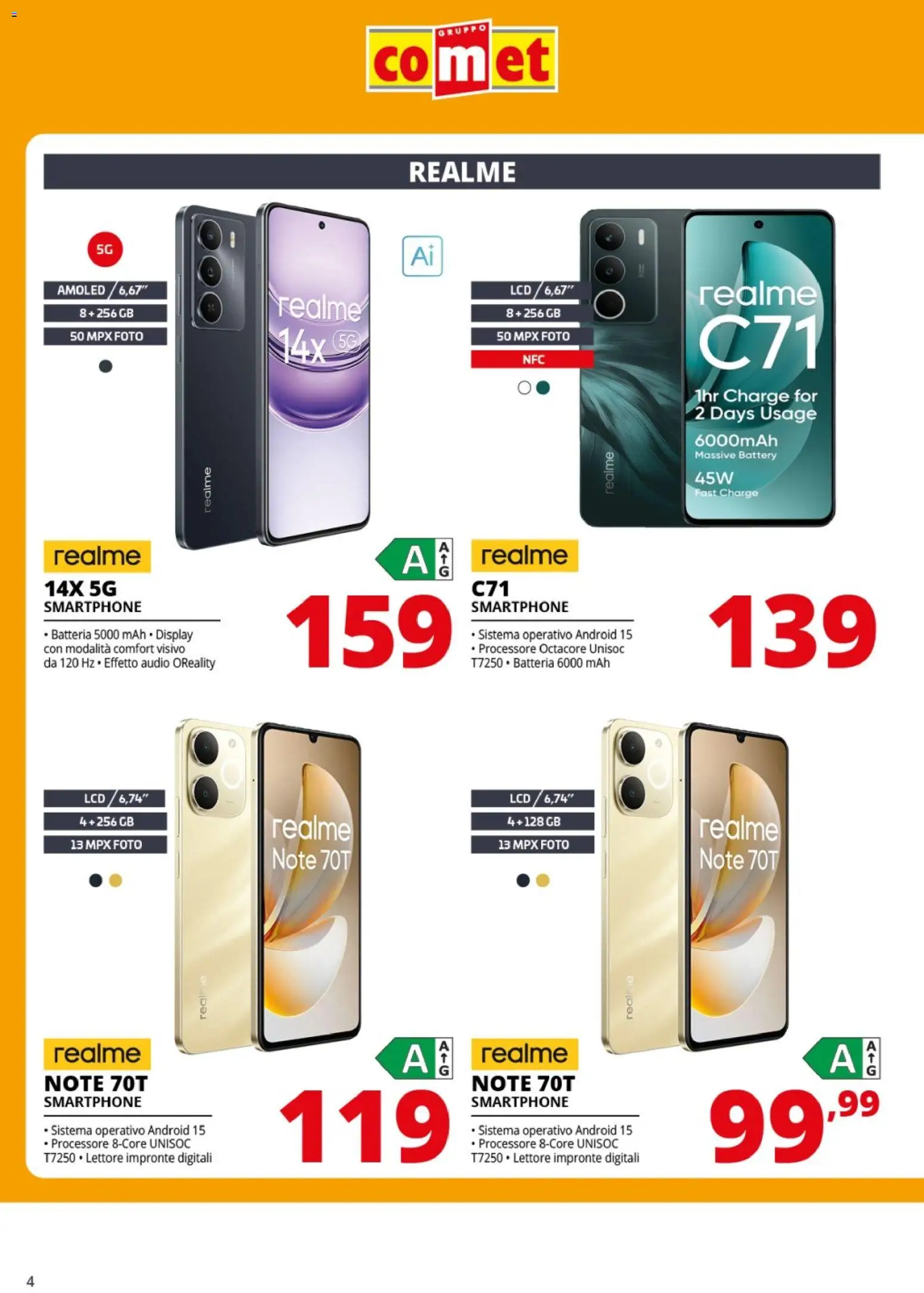 Volantino Comet del 06.03.2026 | Pagina: 4 | Prodotti: Smartphone, Audio, Batteria