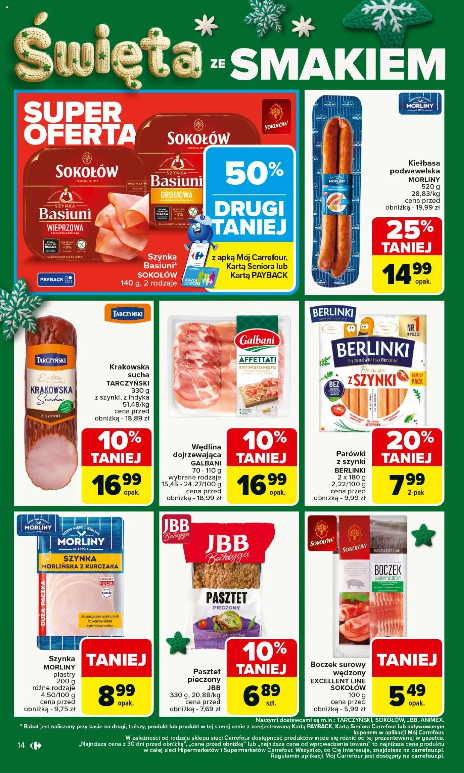 Carrefour Gazetka od 08.12.2025 | Strona: 18 | Produkty: Karta, Parówki, Boczek, Boczek surowy