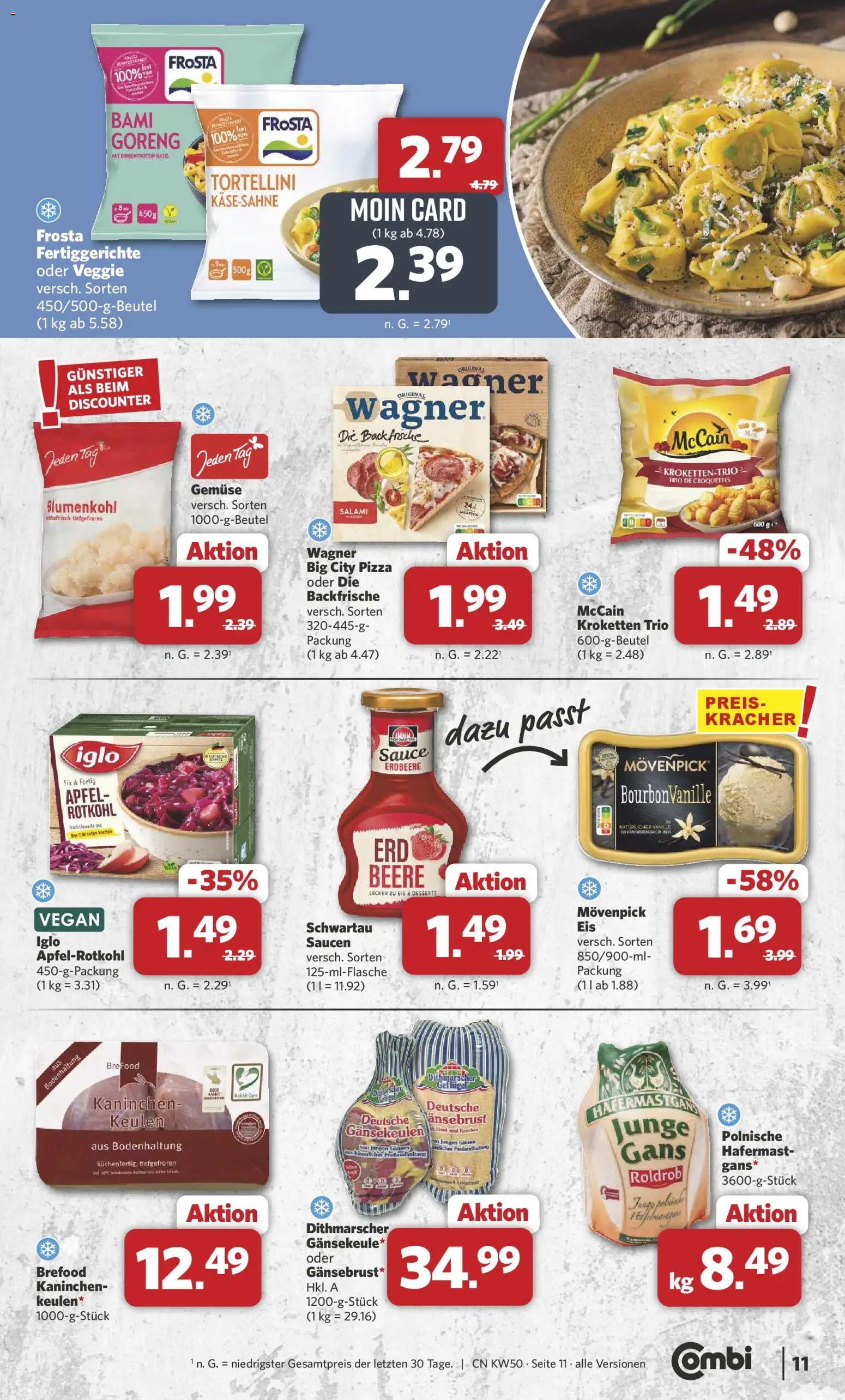 Combi Prospekt 	 – gültig ab 08.12.2025 | Seite: 12 | Produkte: Kaninchen, Frosta, Blumenkohl, Eis
