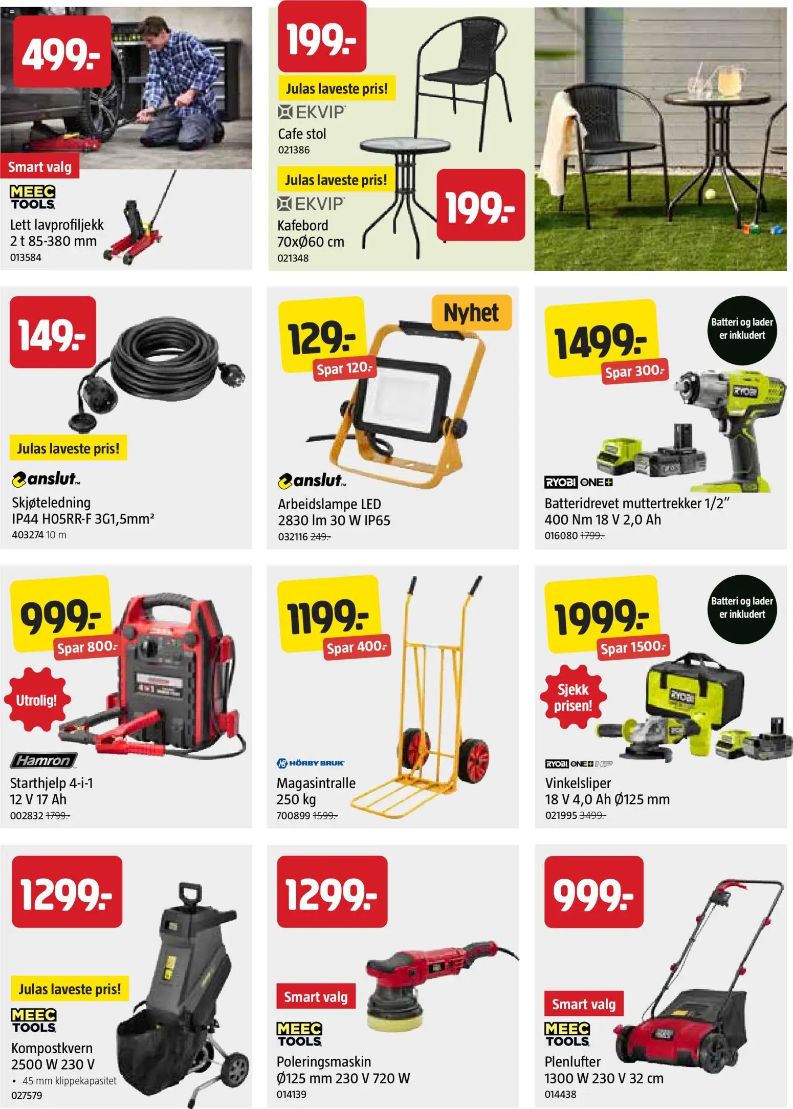 {H1} | Side: 5 | Produkter: Arbeidslampe, Skjøteledning, Dartpilar, Batteri