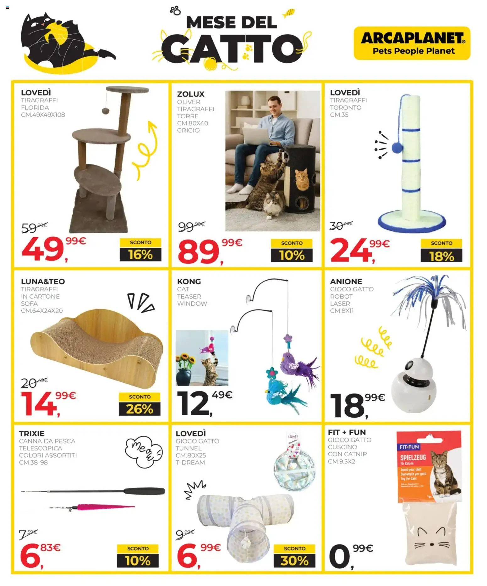 Volantino Arcaplanet del 16.02.2026 | Pagina: 20 | Prodotti: Tiragraffi, Pesca, Gioco, Cuscino