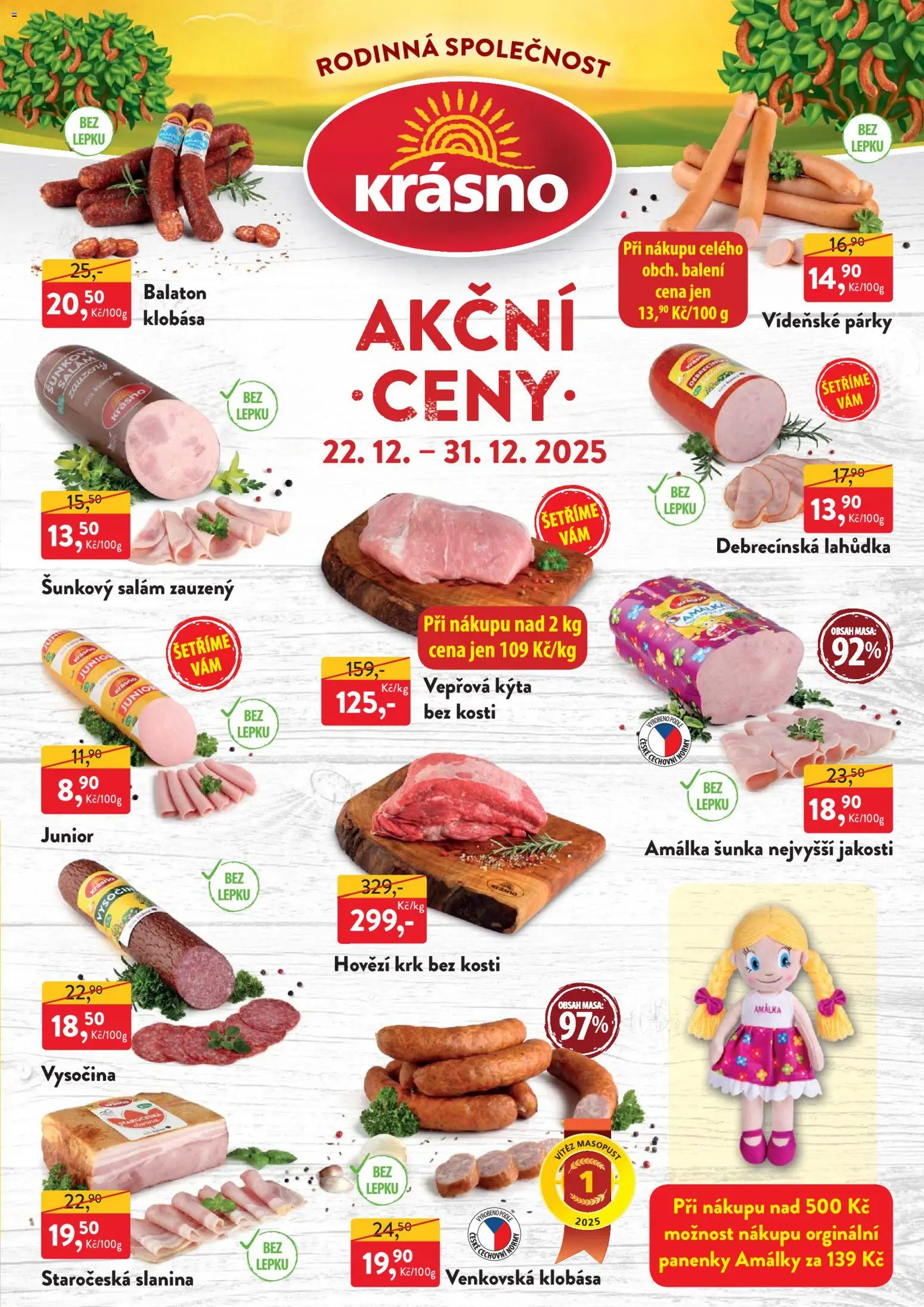 MP Krásno leták od 22.12.2025 | Strana: 1 | Produkty: Salám, Šunka, Párky, Kýta