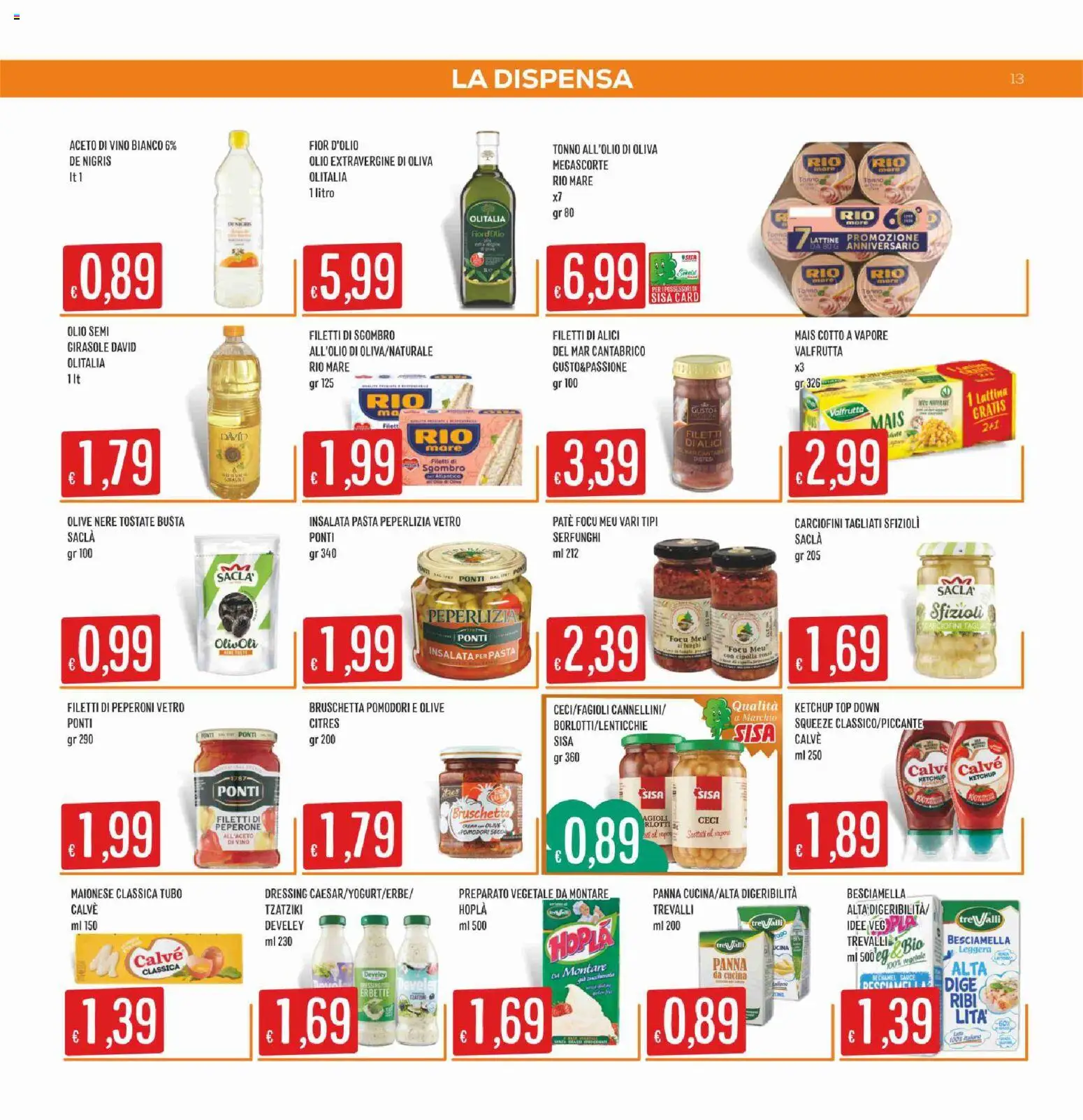 Volantino SISA del 07.04.2026 | Pagina: 13 | Prodotti: Tubo, Pomodori, Sgombro, Vino bianco