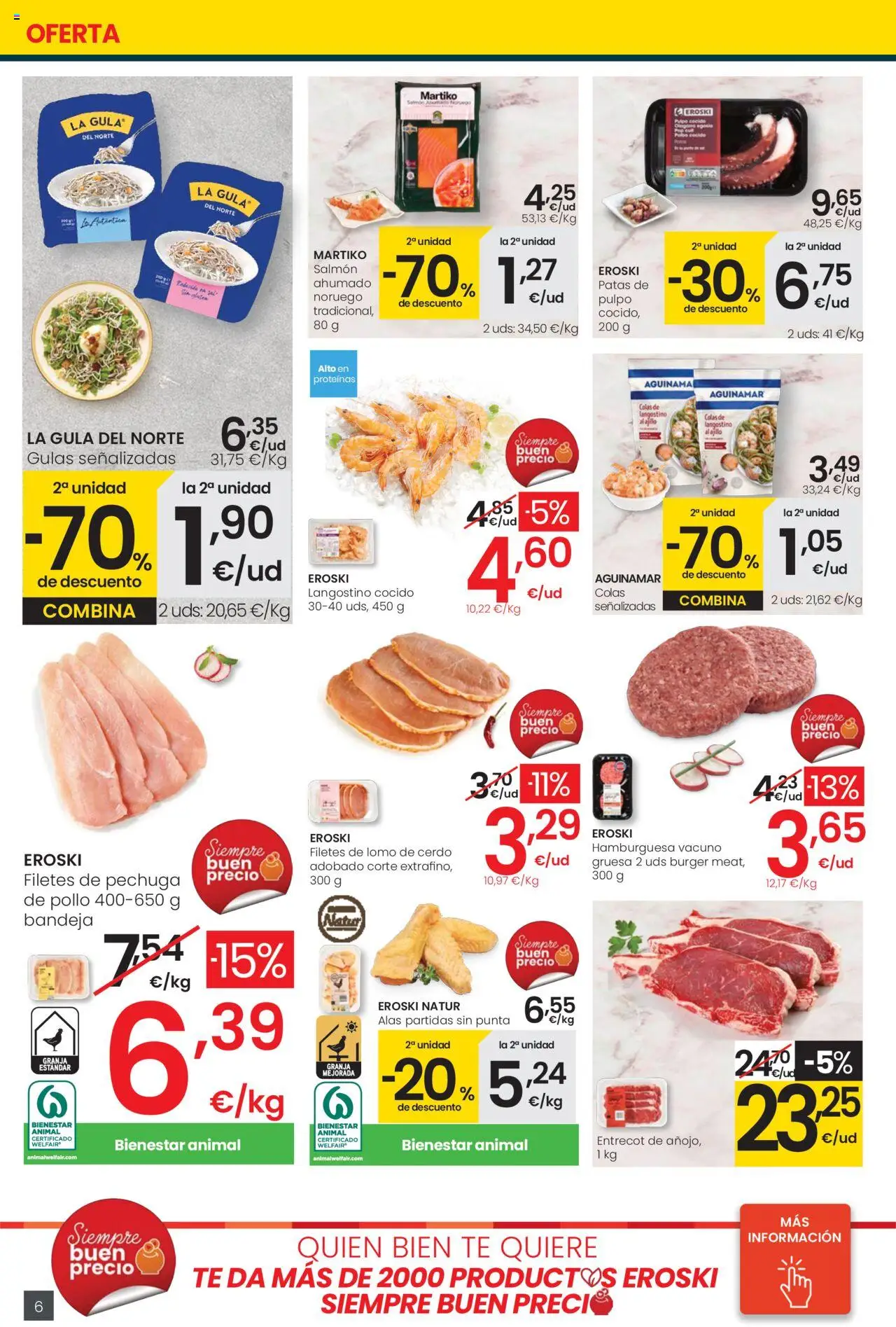 Eroski - Precio más bajo  │ válido desde el 02.10.2025 | Página: 6 | Productos: Cerdo, Σοκολατούχο γάλα, Bandeja, Langostino