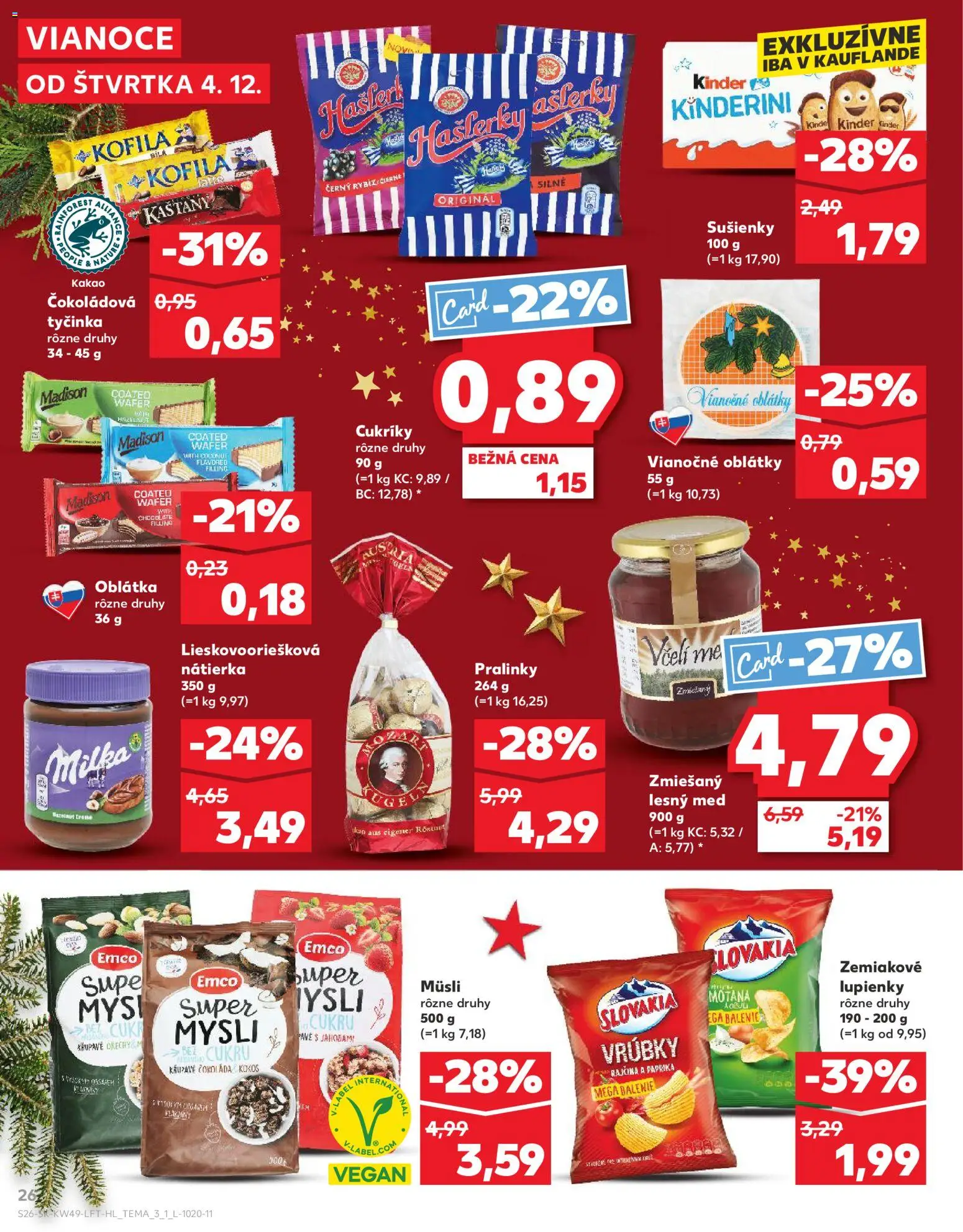 Nové Kaufland akcie – leták je platný od 04.12.2025 | Strana: 26 | Produkty: Paprika, Kinder, Čokoláda, Milka