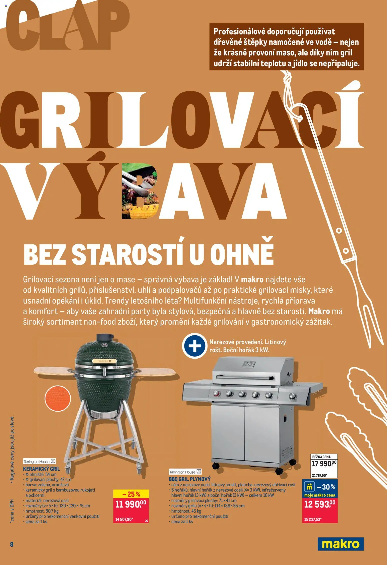 Makro leták - Pro milovníky jídla od 22.04.2026 | Strana: 8 | Produkty: Grilování, Gril, Keramický gril, Rošt