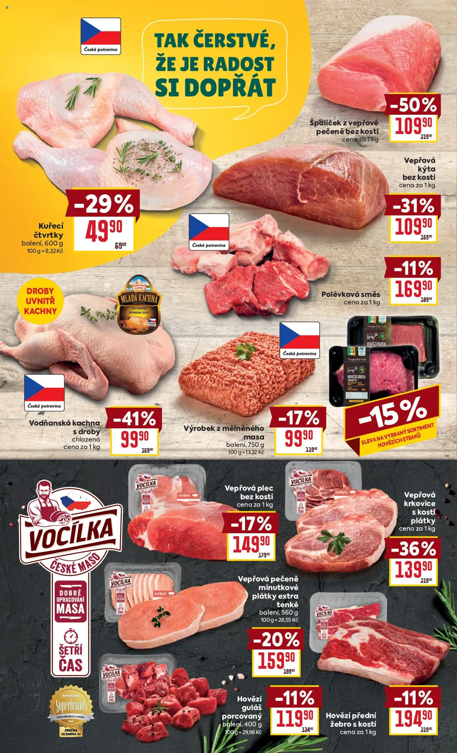 Billa Velký leták od 15.04.2026 | Strana: 8 | Produkty: Vepřová pečeně, Kachny, Krkovice, Kýta