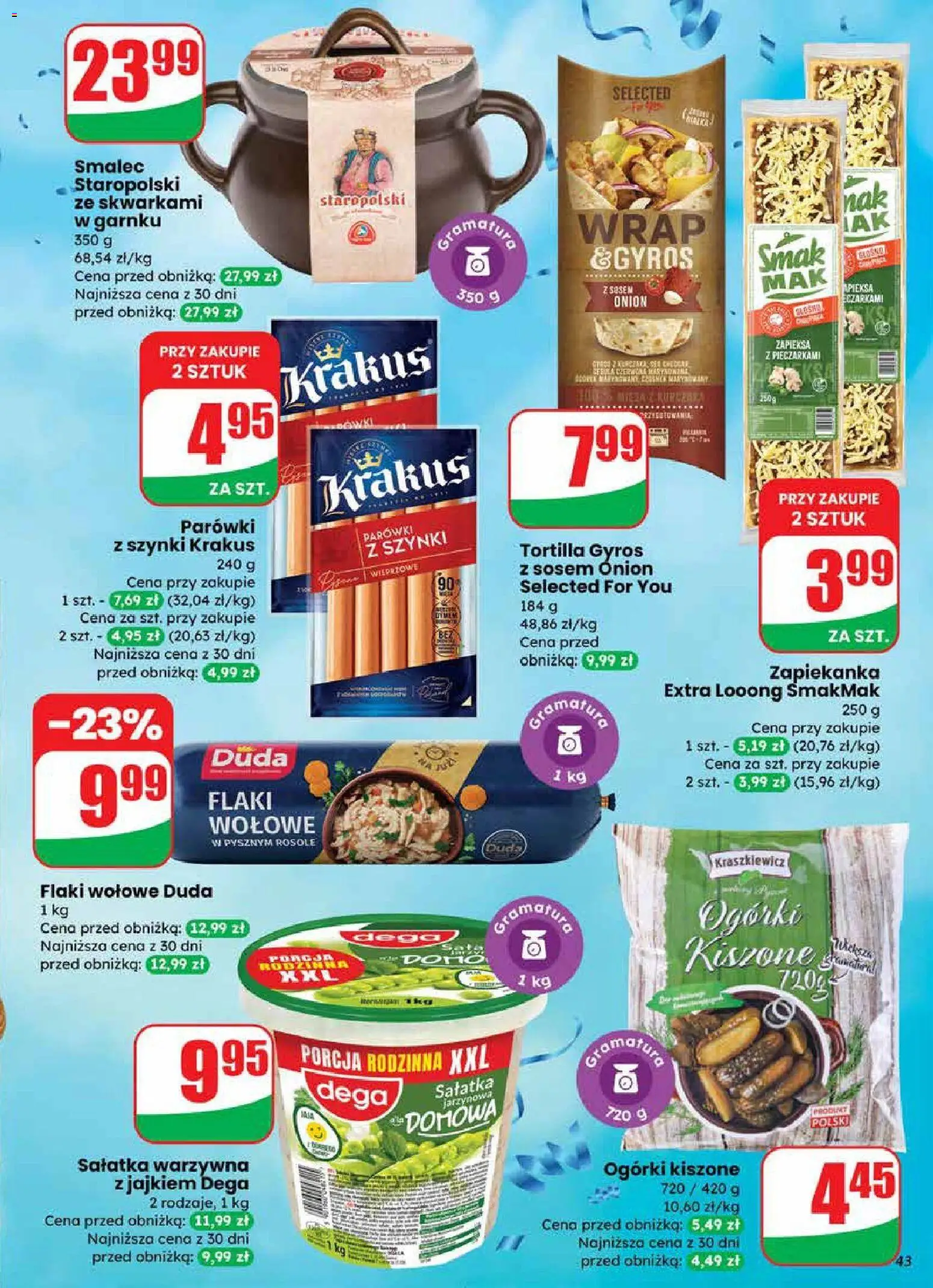 Dino Gazetka od 27.12.2025 | Strona: 43 | Produkty: Zapiekanka, Parówki, Flaki, Sałatka