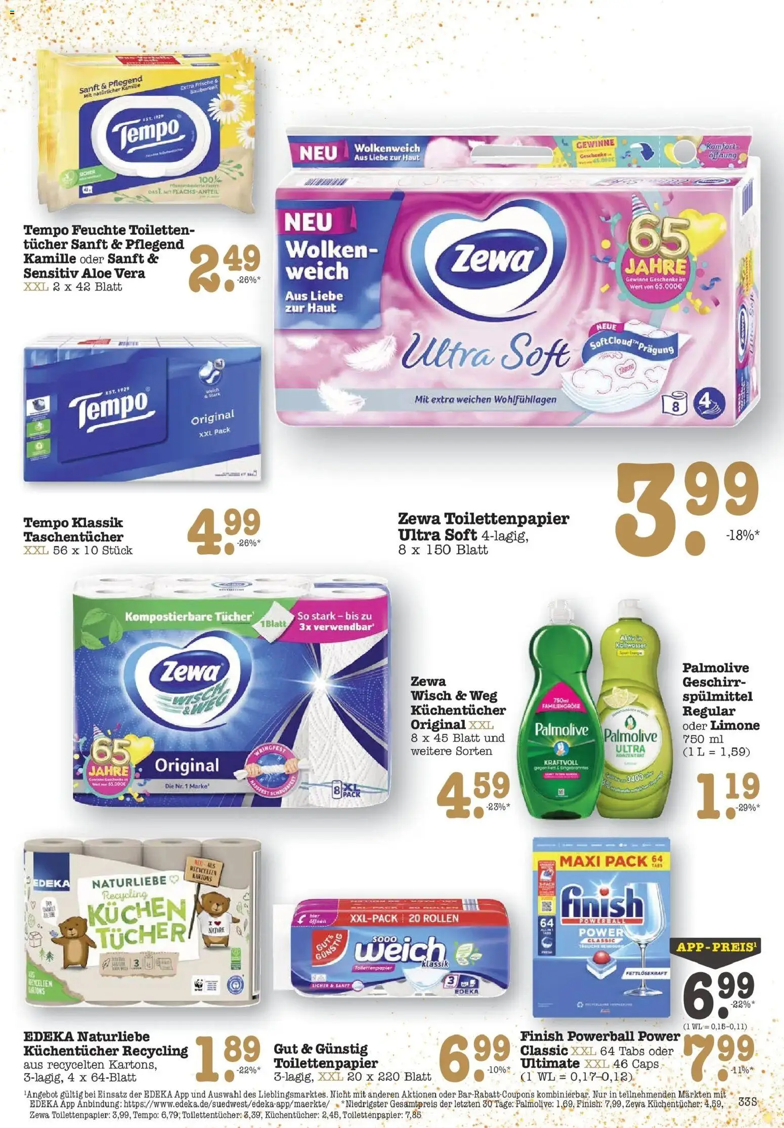 Edeka prospekt Bühlertal	 – gültig ab 08.12.2025 | Seite: 29 | Produkte: Zewa, Finish, Tempo, Toilettenpapier