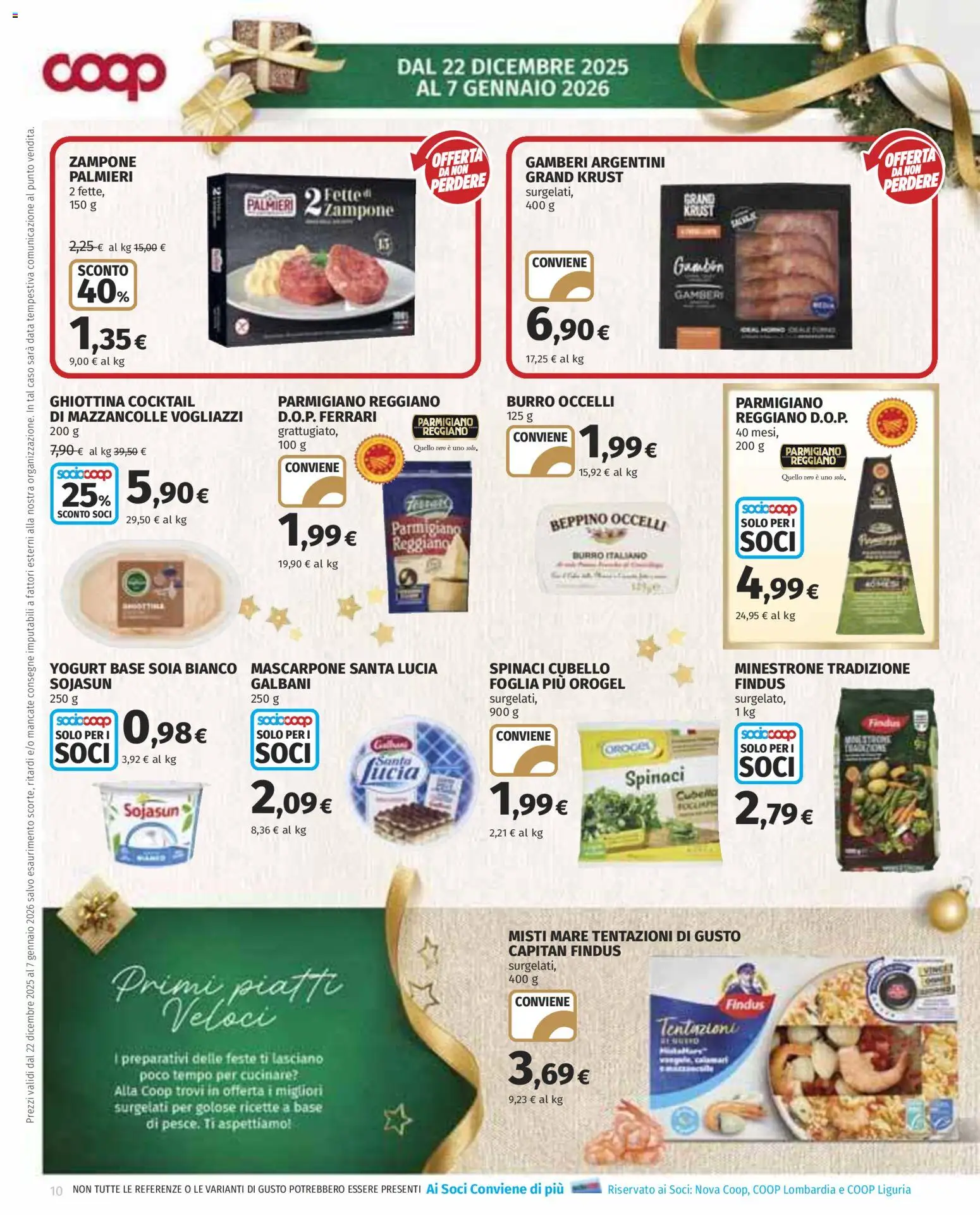 Volantino COOP del 22.12.2025 | Pagina: 10 | Prodotti: Yogurt, Spinaci, Parmigiano reggiano, Parmigiano