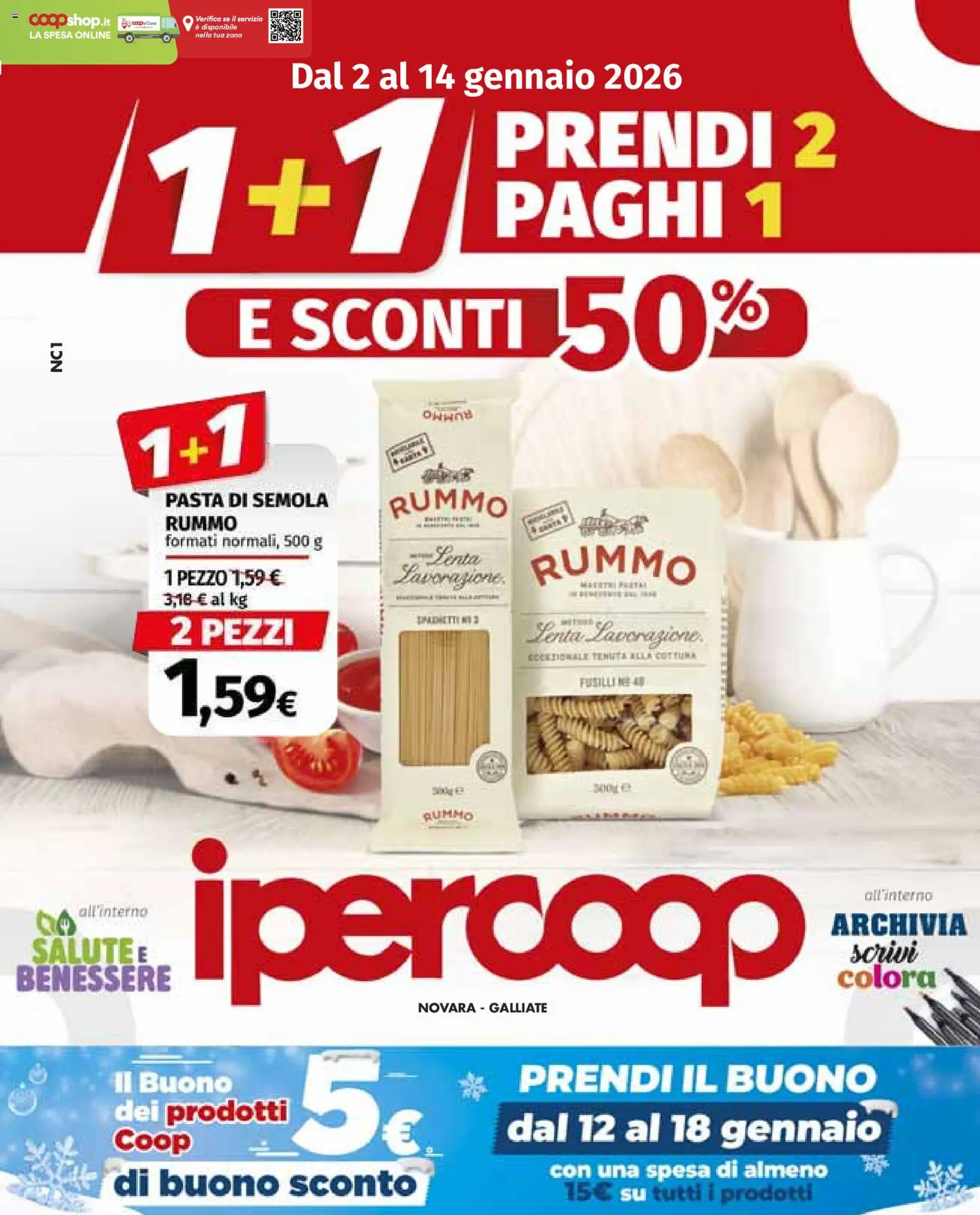 Volantino Ipercoop del 02.01.2026 | Pagina: 1 | Prodotti: Pasta, Fusilli