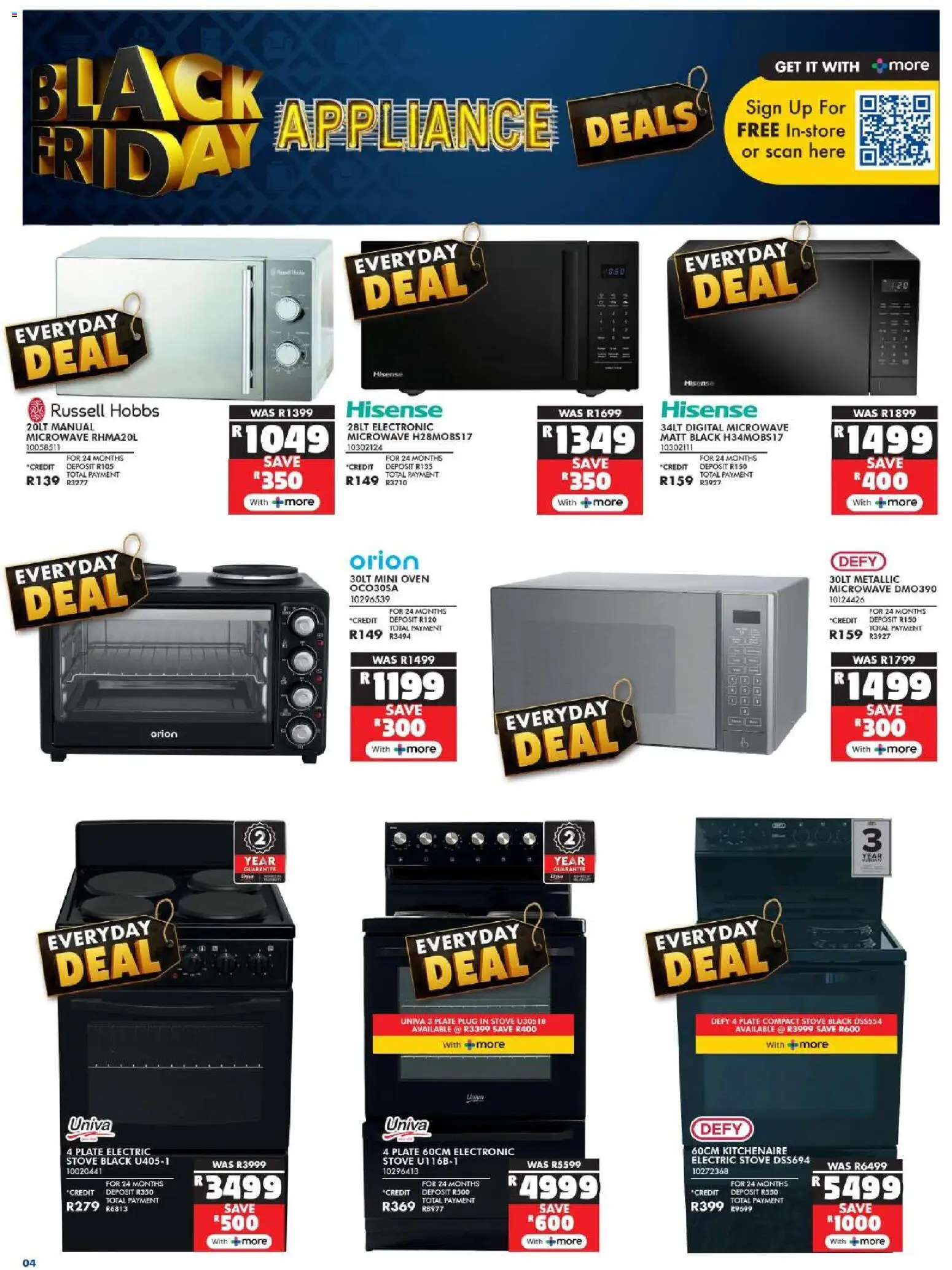 New Russells catalogue – valid from 10.11.2025 | Page: 4 | Products: Oven, Stove, Plate, Microwave