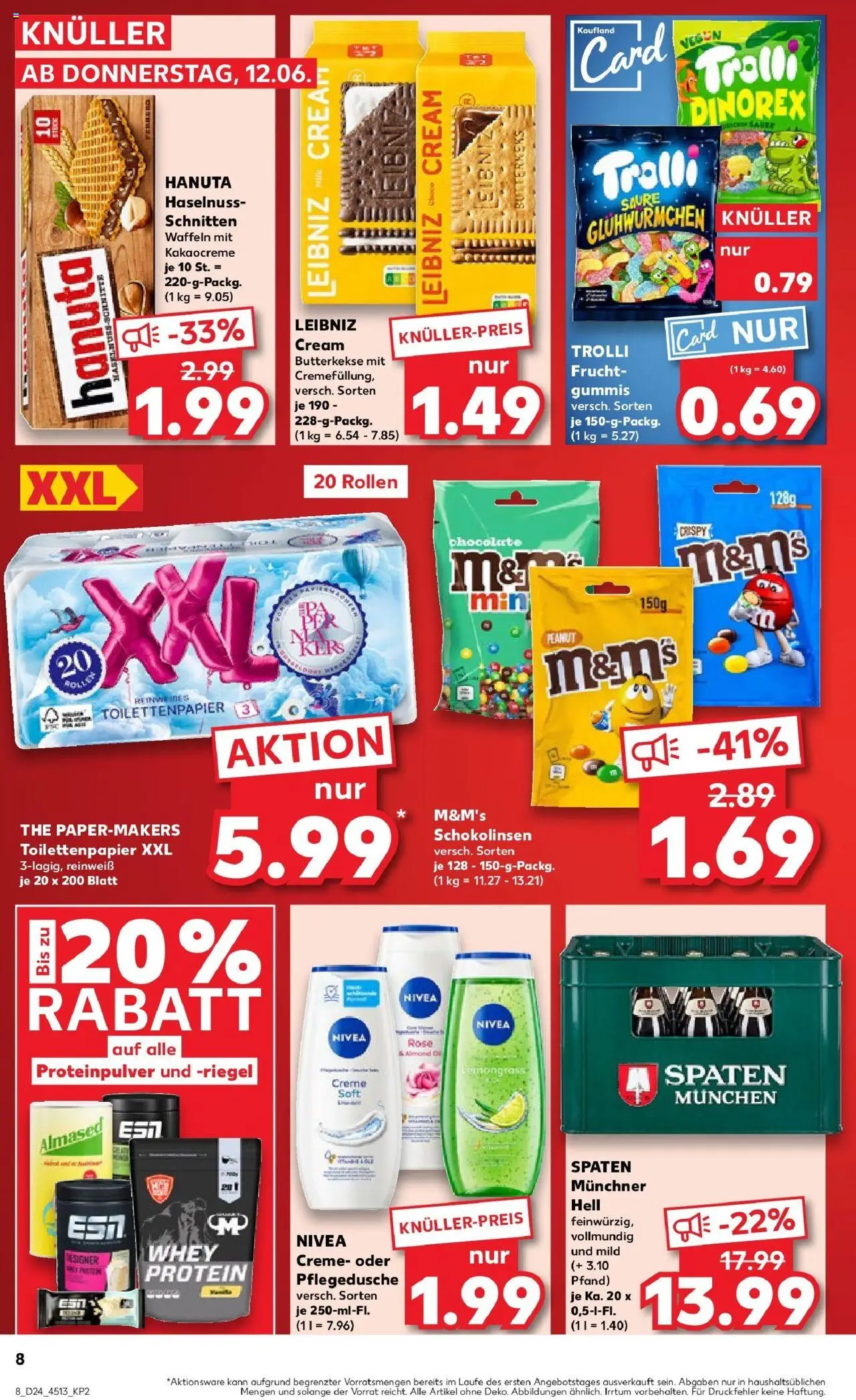 Kaufland prospekt Dingolfing	 - gültig ab dem 11.06.2025 | Seite: 8 | Produkte: M&M's, Creme, Butterkekse, Toilettenpapier