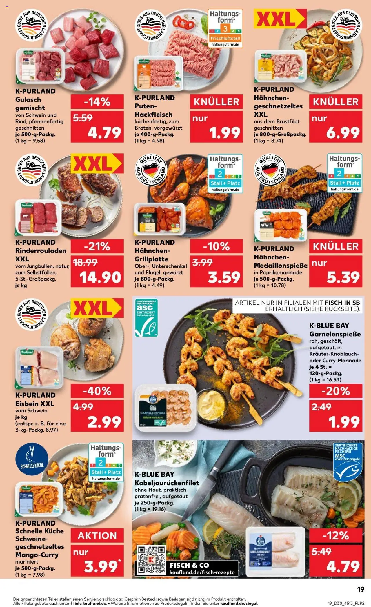Kaufland prospekt Vilshofen An Der Donau	 - gültig ab dem 24.07.2025 | Seite: 19 | Produkte: Rinderrouladen, Küche, Gulasch, Hackfleisch