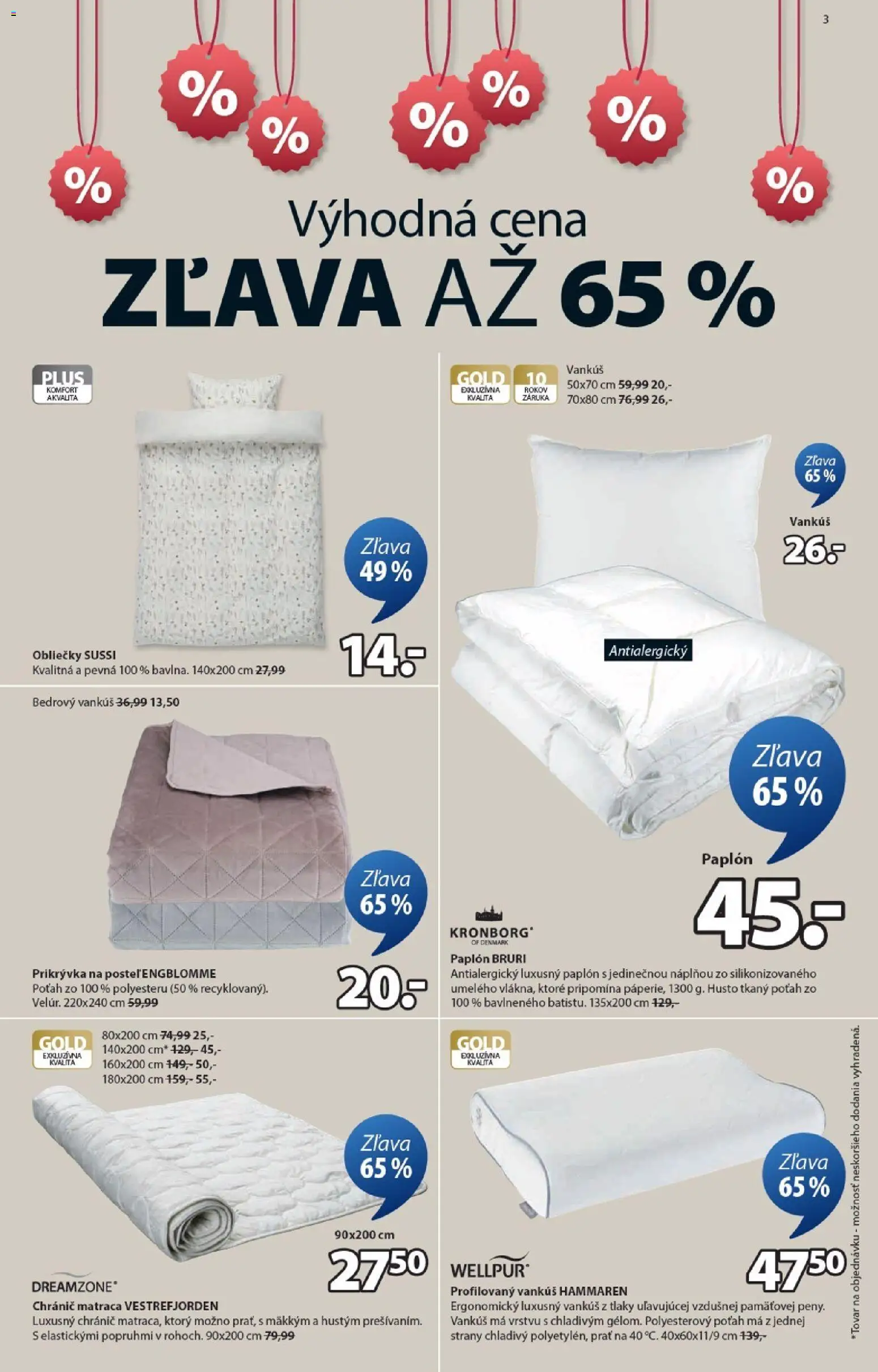 Nové JYSK akcie – leták je platný od 07.01.2026 | Strana: 3 | Produkty: Obliečky, Vankúš, Prikrývka