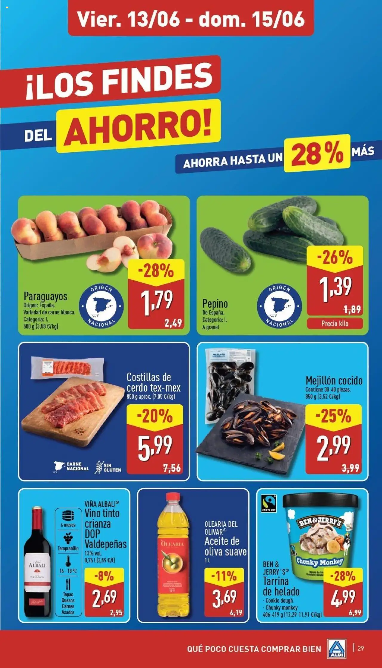 Aldi folleto Península │ válido desde el 09.06.2025 | Página: 29 | Productos: Λάχανο, Vino, Cerdo, Helado