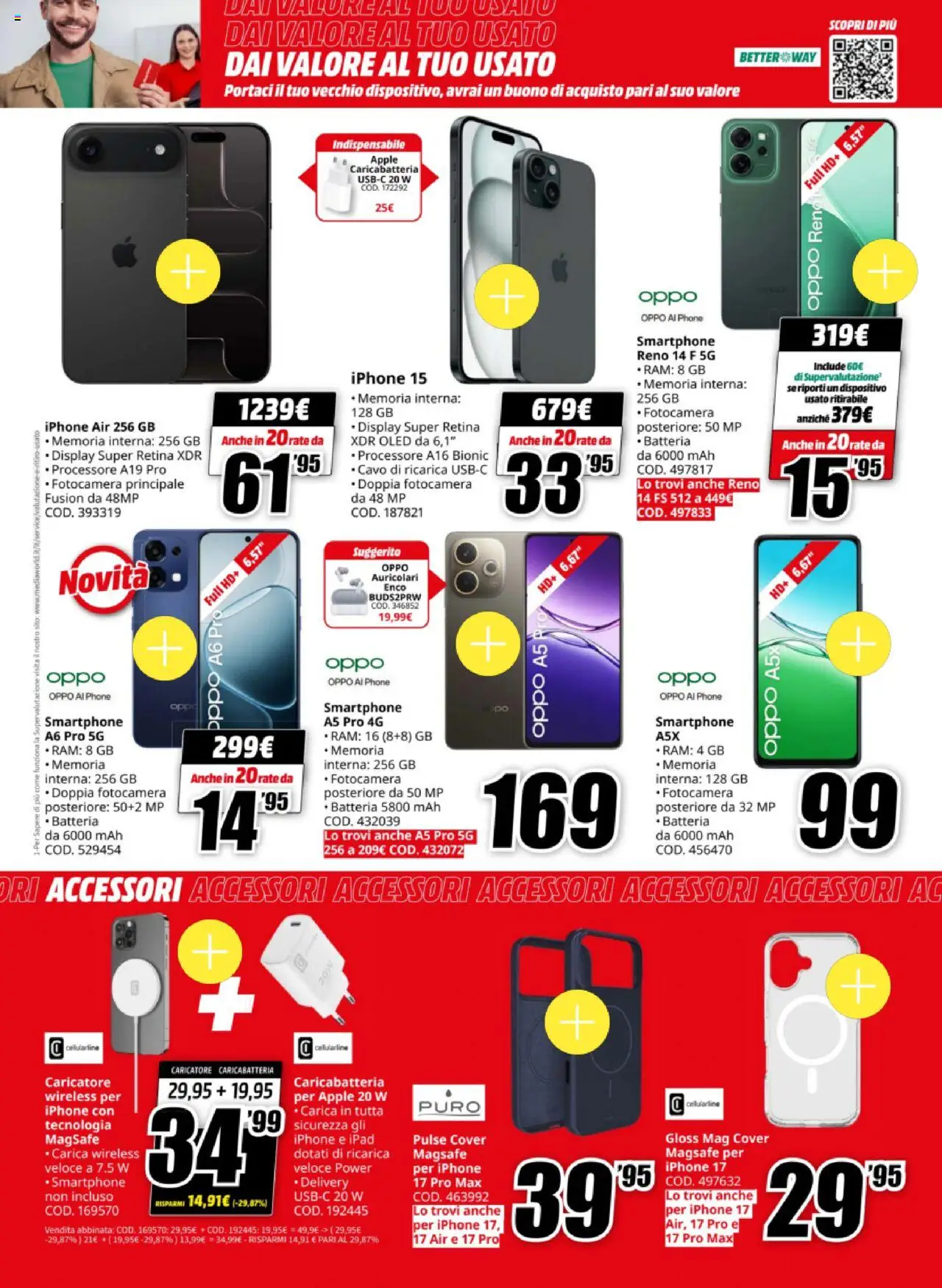 Volantino Media World del 13.10.2025 | Pagina: 6 | Prodotti: Auricolari, Iphone, Cavo, Batteria