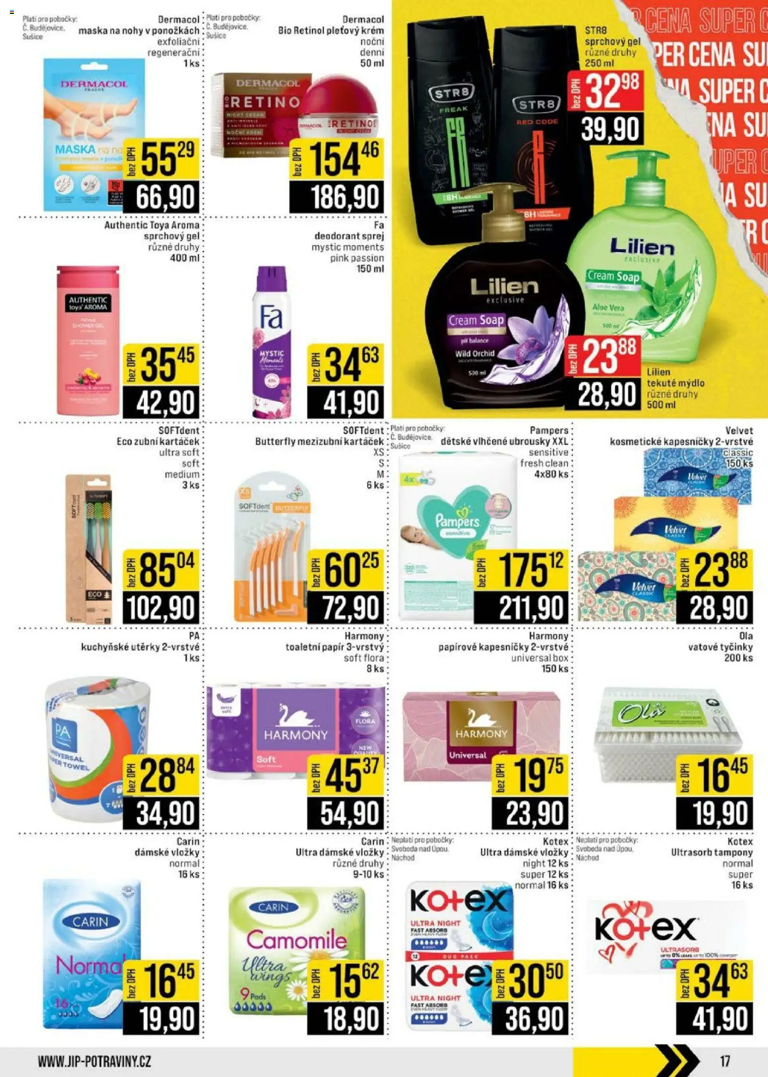Jip leták - Cash & Carry od 28.01.2026 | Strana: 17 | Produkty: Vlhčené ubrousky, Krém, Sušiče, Flora