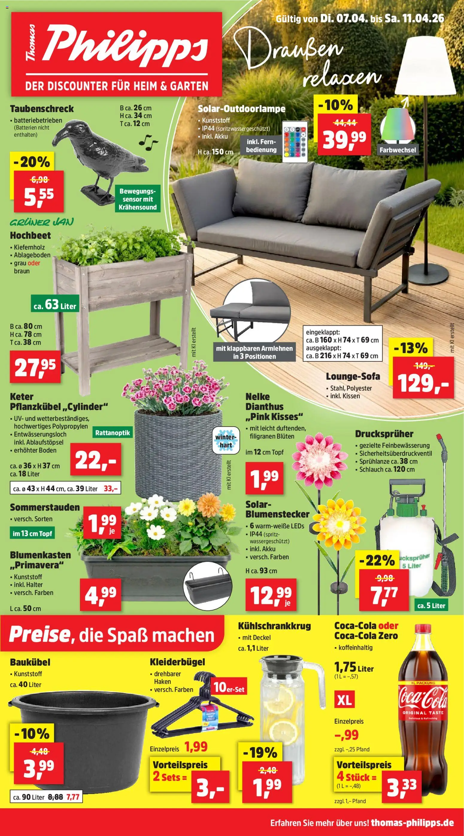 Thomas Philipps Prospekt – gültig ab 07.04.2026 | Seite: 1 | Produkte: Hochbeet, Kissen, Batterien, Kleiderbügel