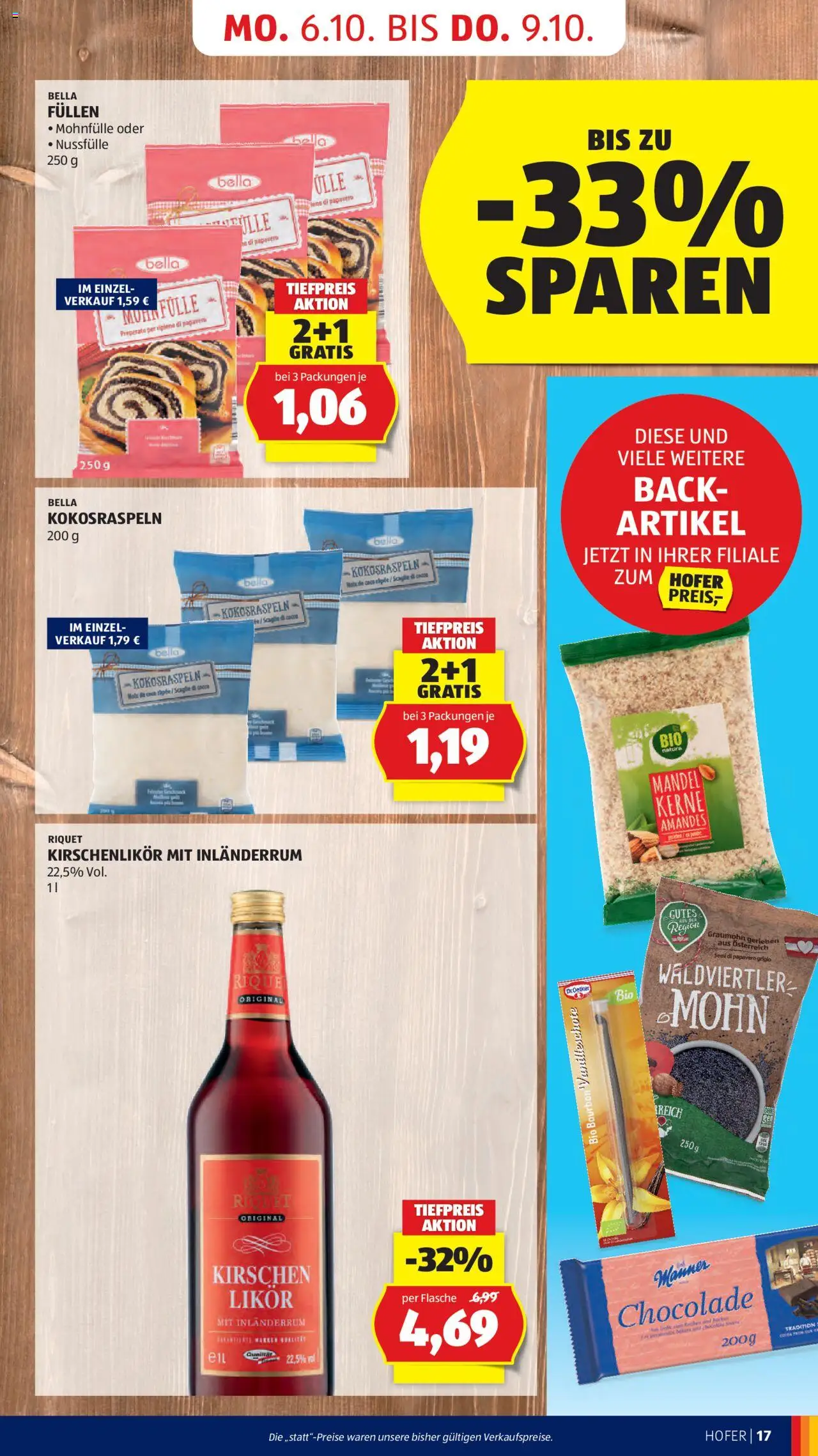 Hofer AT akciós ujság - amely érvényes a következő dátumtól: 03.10.2025 | Oldal: 19 | Termékek: Bourbon, Likőr