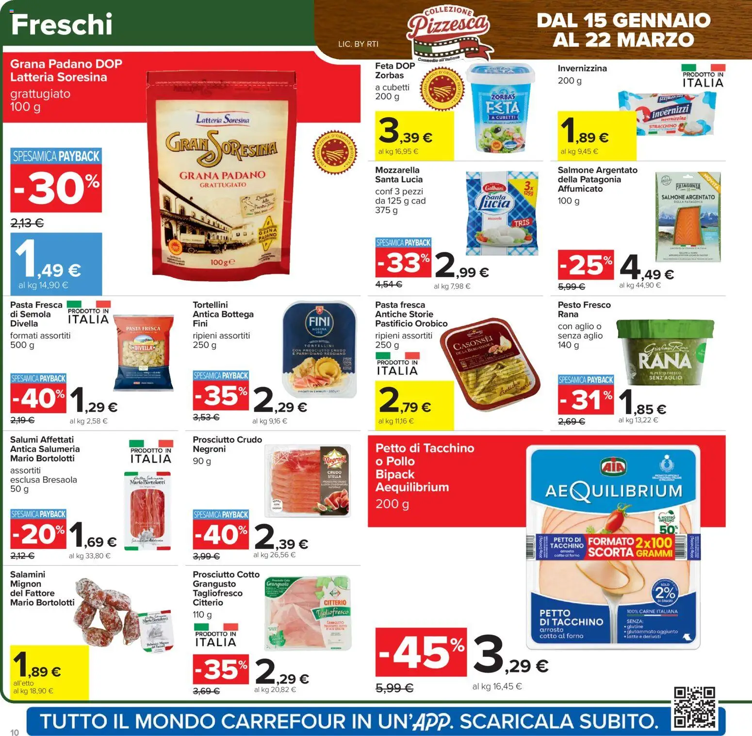 Volantino Carrefour del 15.01.2026 | Pagina: 10 | Prodotti: Prosciutto Cotto, Bresaola, Grana Padano, Parmigiano reggiano