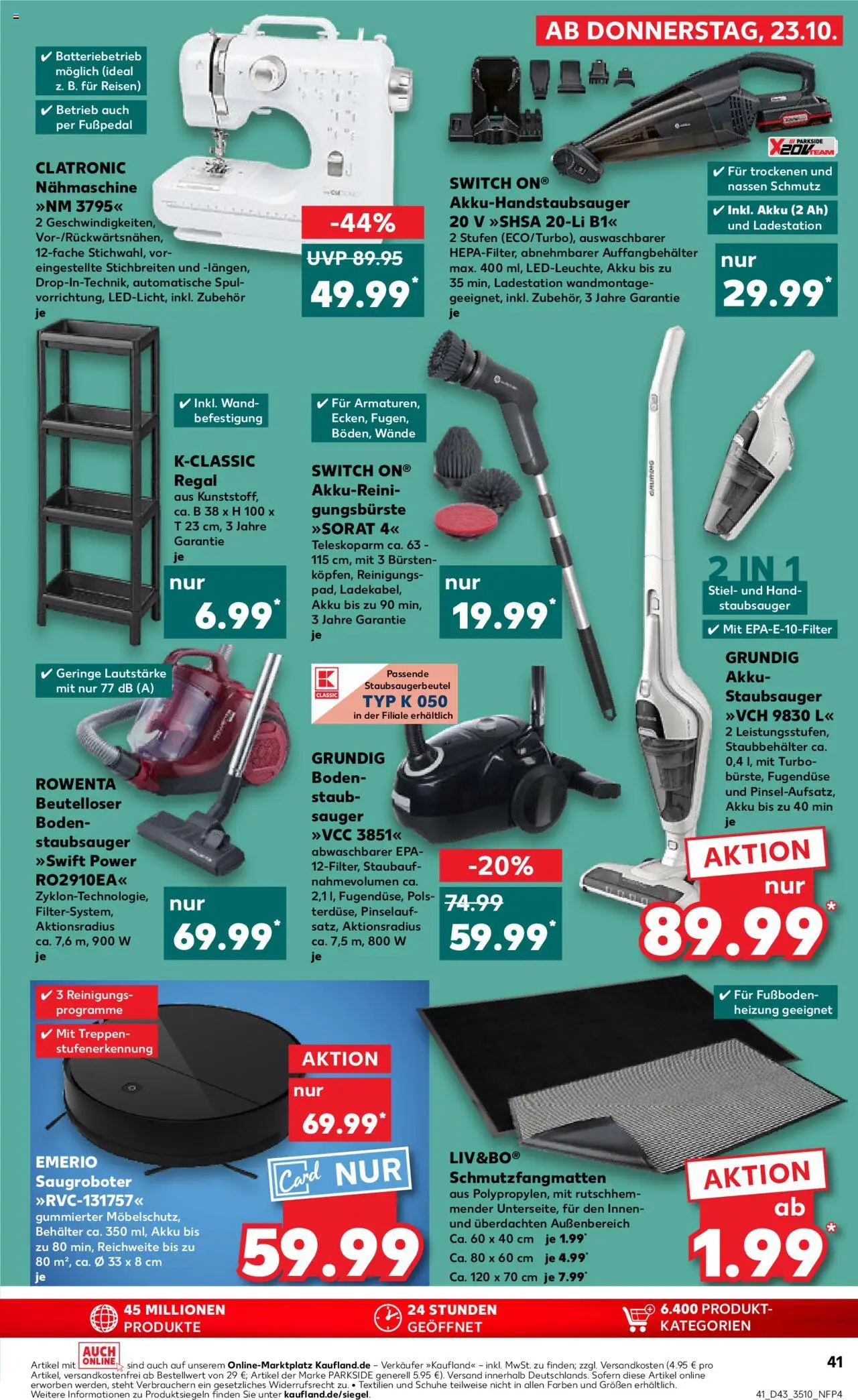 Kaufland prospekt Leipzig	 – gültig ab 23.10.2025 | Seite: 41 | Produkte: Staubsauger, Nähmaschine, Regal