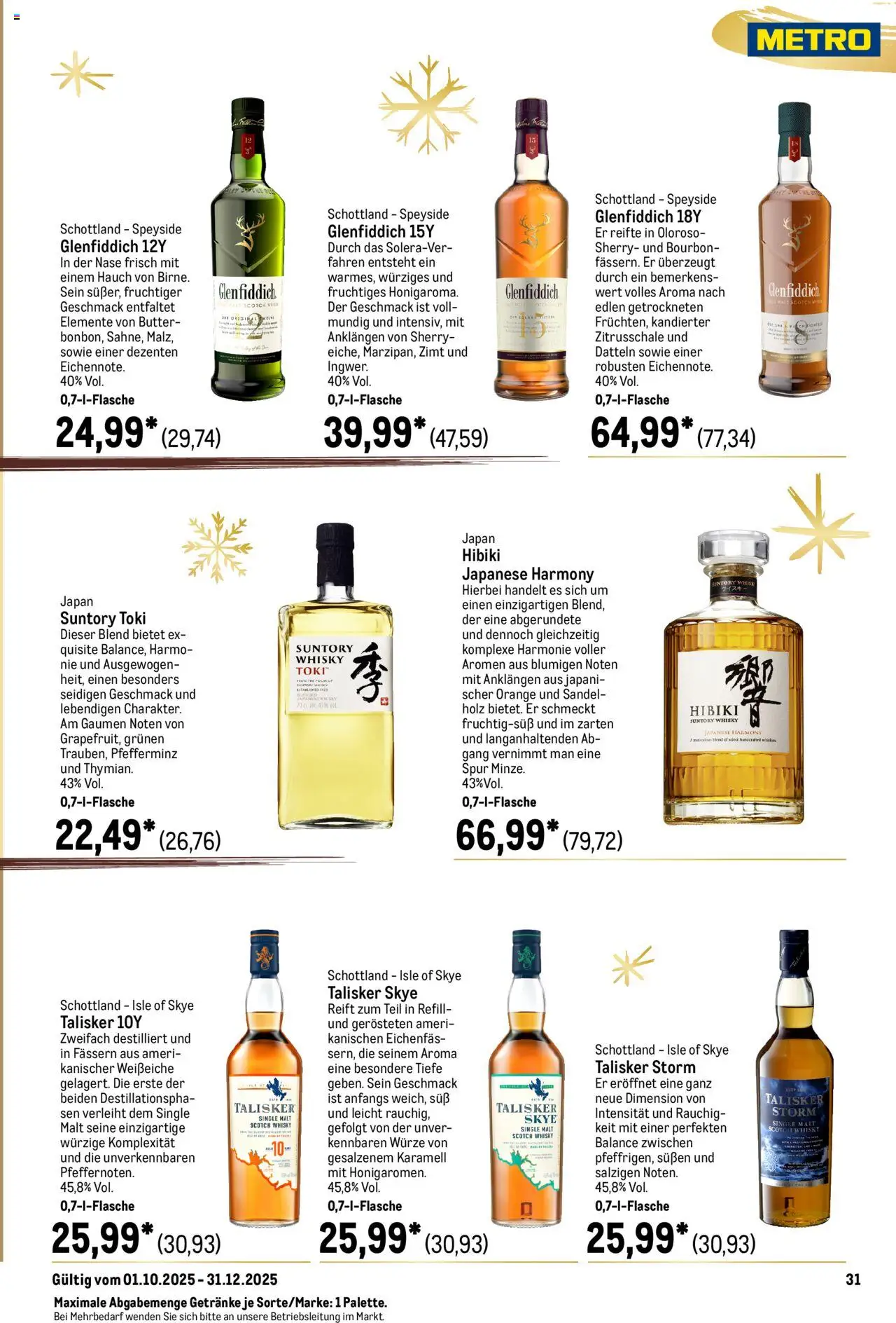 Metro Saisonkatalog "Perfekt ausgestattet" – gültig ab 01.10.2025 | Seite: 31 | Produkte: Whisky, Butter, Bourbon