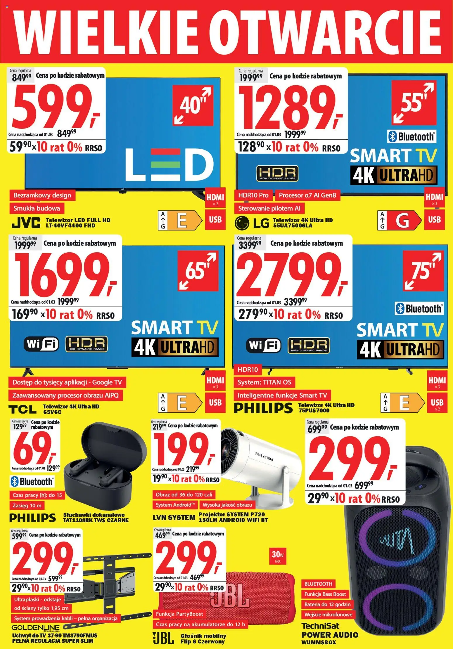 Mediaexpert Gazetka - Wielkie otwarcie Orzesze od 19.02.2026 | Strona: 2 | Produkty: Telewizor, Słuchawki, Głośnik, Bateria