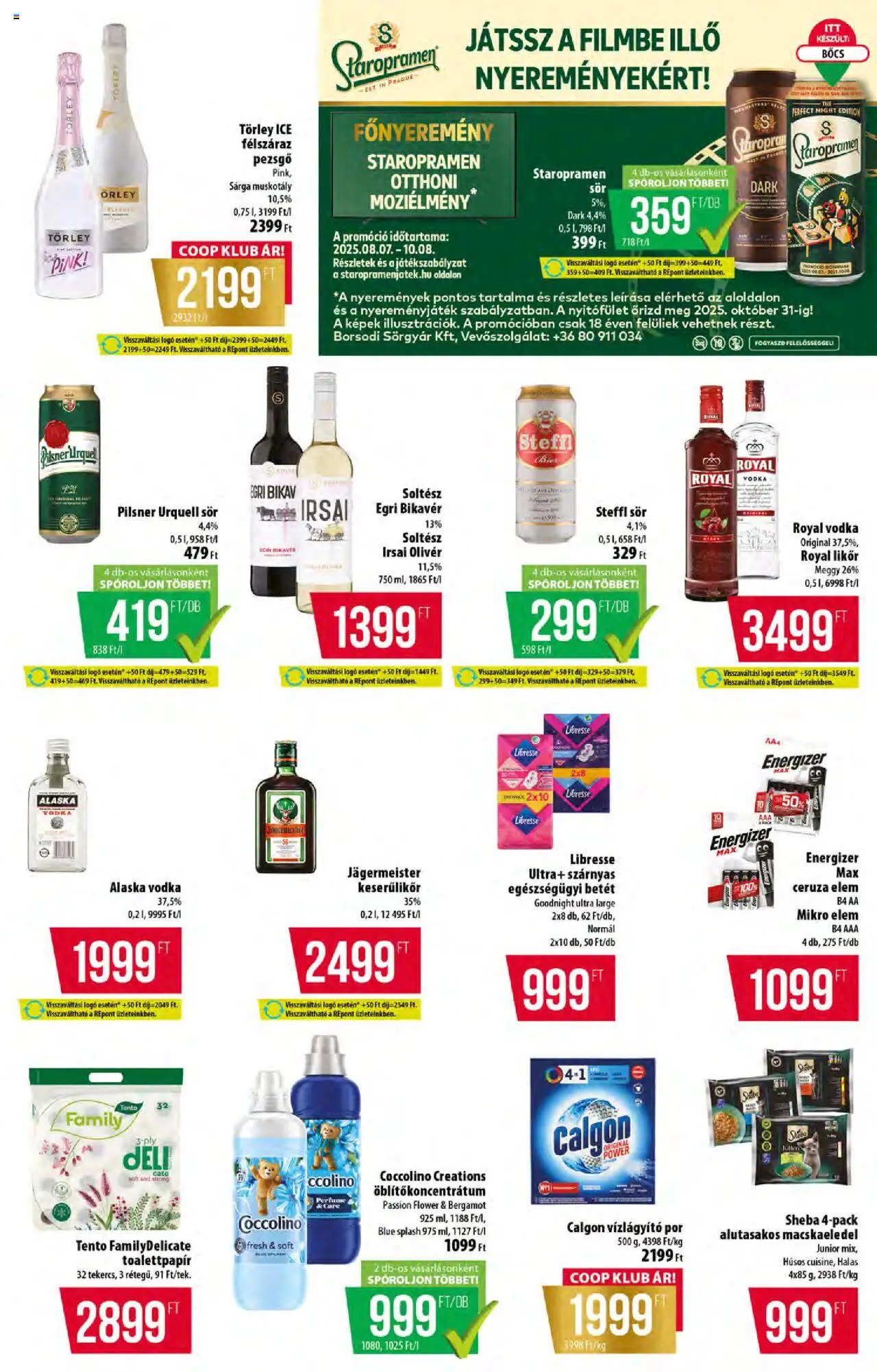 COOP akciós ujság - amely érvényes a következő dátumtól: 11.09.2025 | Oldal: 11 | Termékek: Coccolino, Törley pezsgő, Steffl, Vodka