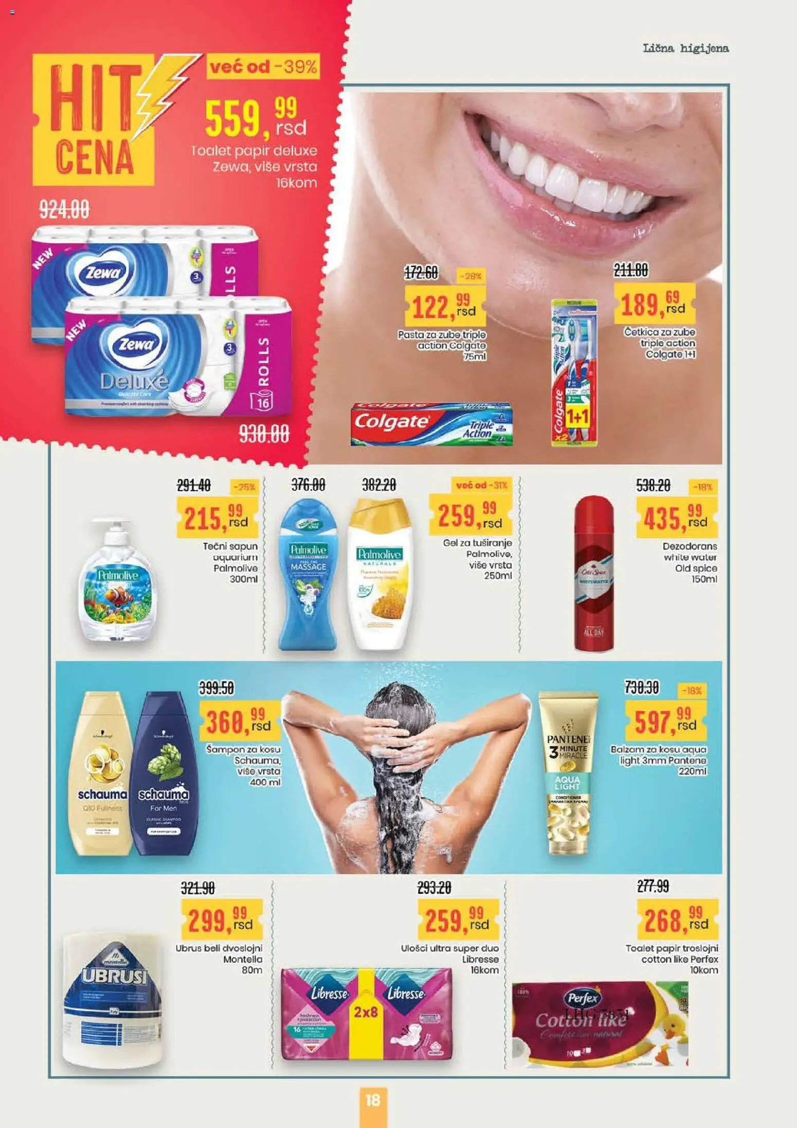 Aroma Market katalog - važi od 22.01.2026 | Strana: 18 | Proizvode: Pantene, Ubrus, Gel za tuširanje, Dezodorans