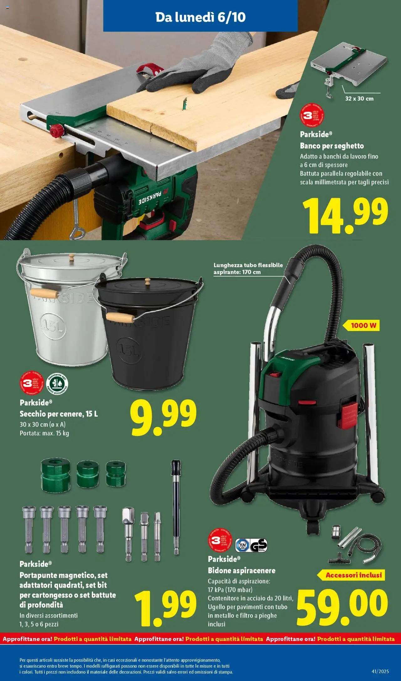 Volantino Lidl del 06.10.2025 | Pagina: 39 | Prodotti: Tubo, Aspiracenere, Secchio, Scala