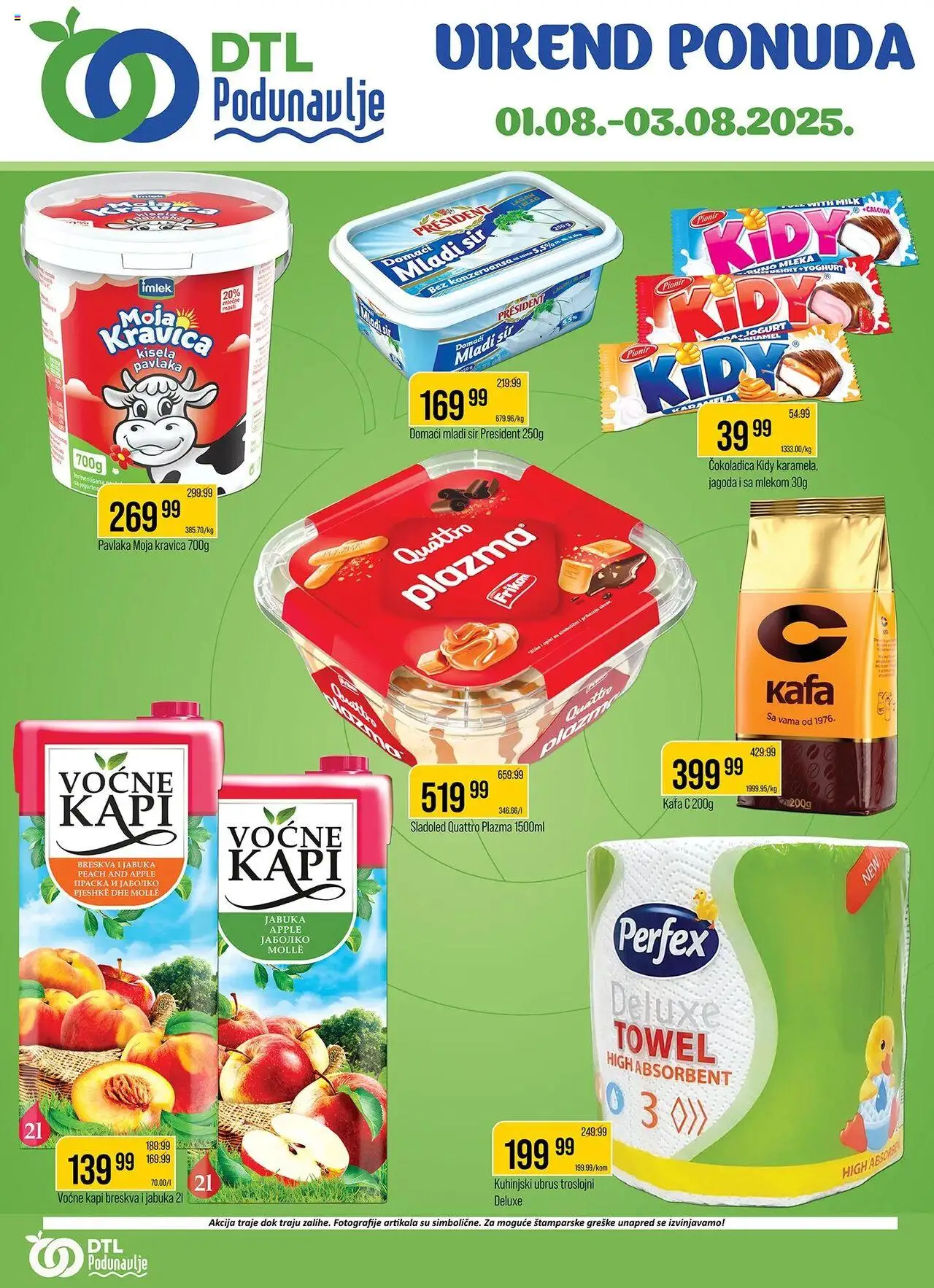 Podunavlje katalog - važi od 01.08.2025 | Strana: 1 | Proizvode: Mladi sir, Jagoda, Sir, Breskva