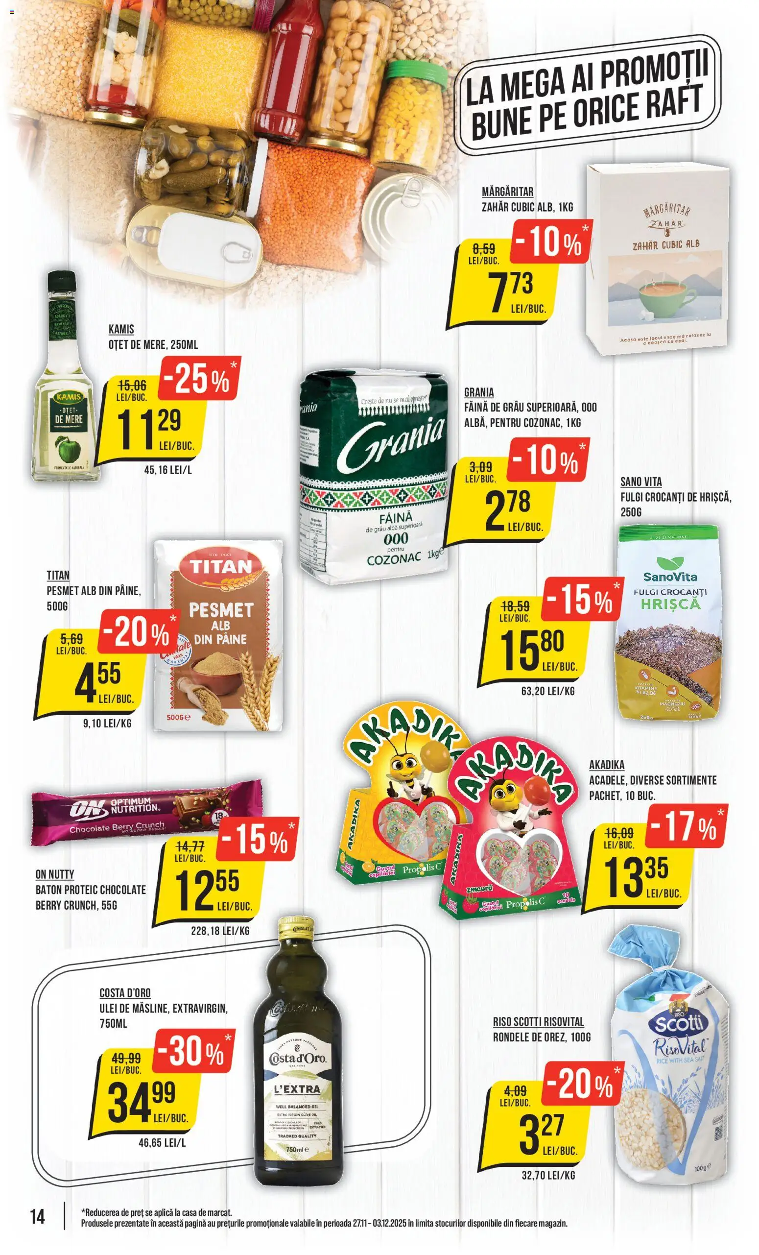Noul catalog Mega Image – valabil de la 27.11.2025 | Pagină: 14 | Produse: Raft, Fulgi, Propolis, Zahăr