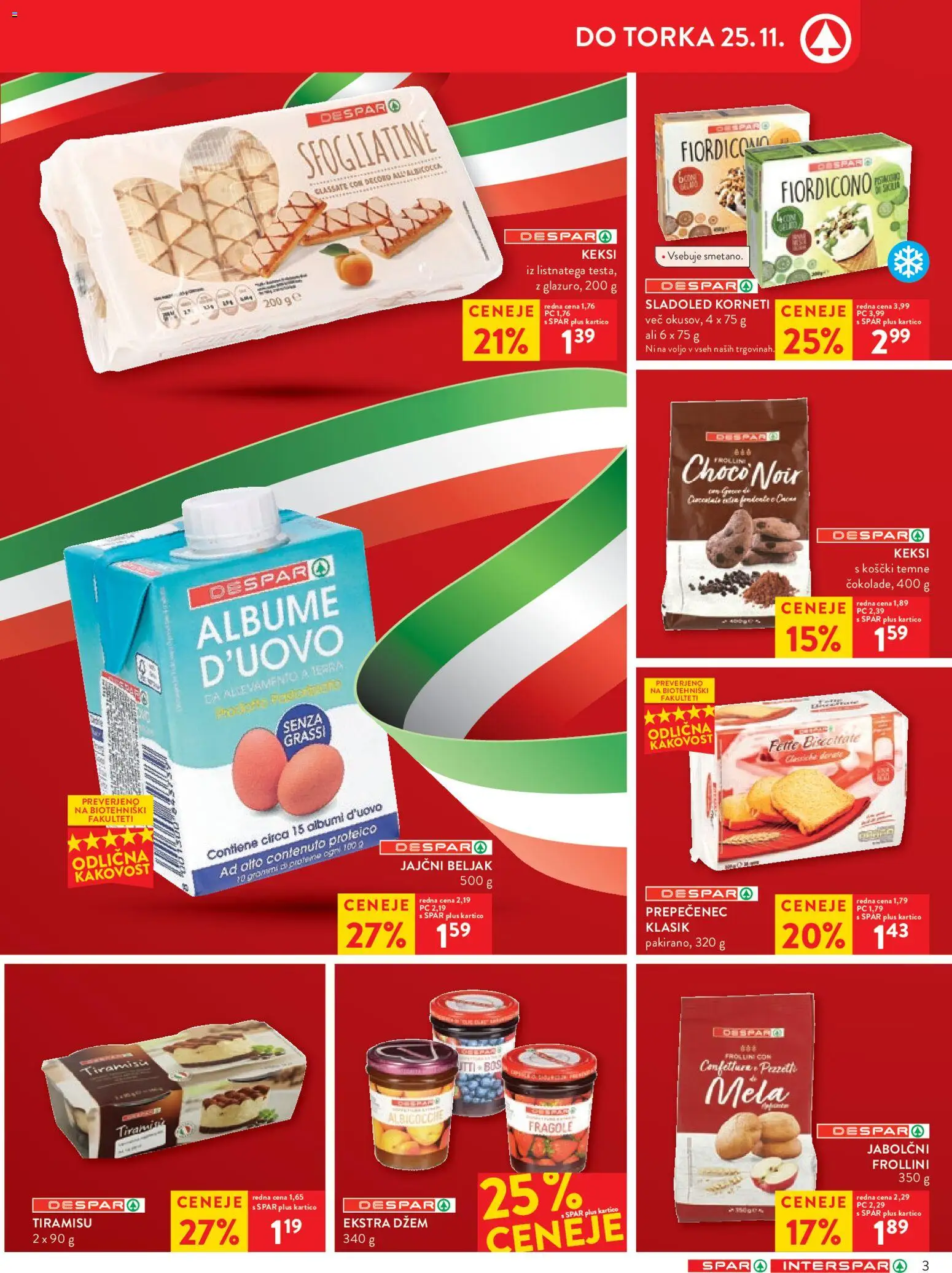 Novi Spar katalog ponudbe – veljaven od 19.11.2025 | Stran: 3 | Izdelki: Keksi, Džem, Sladoled