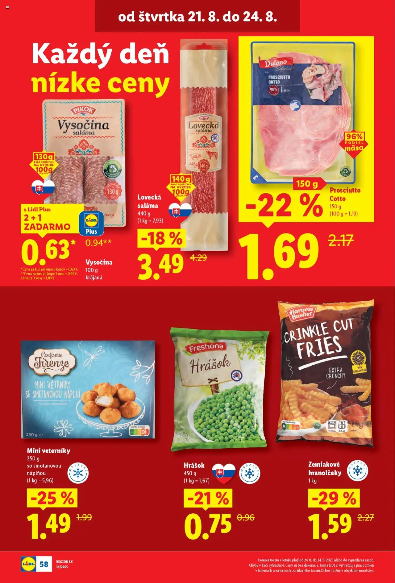 Lidl leták │ platný od 18.08.2025 | Strana: 62 | Produkty: Saláma, Hrášok