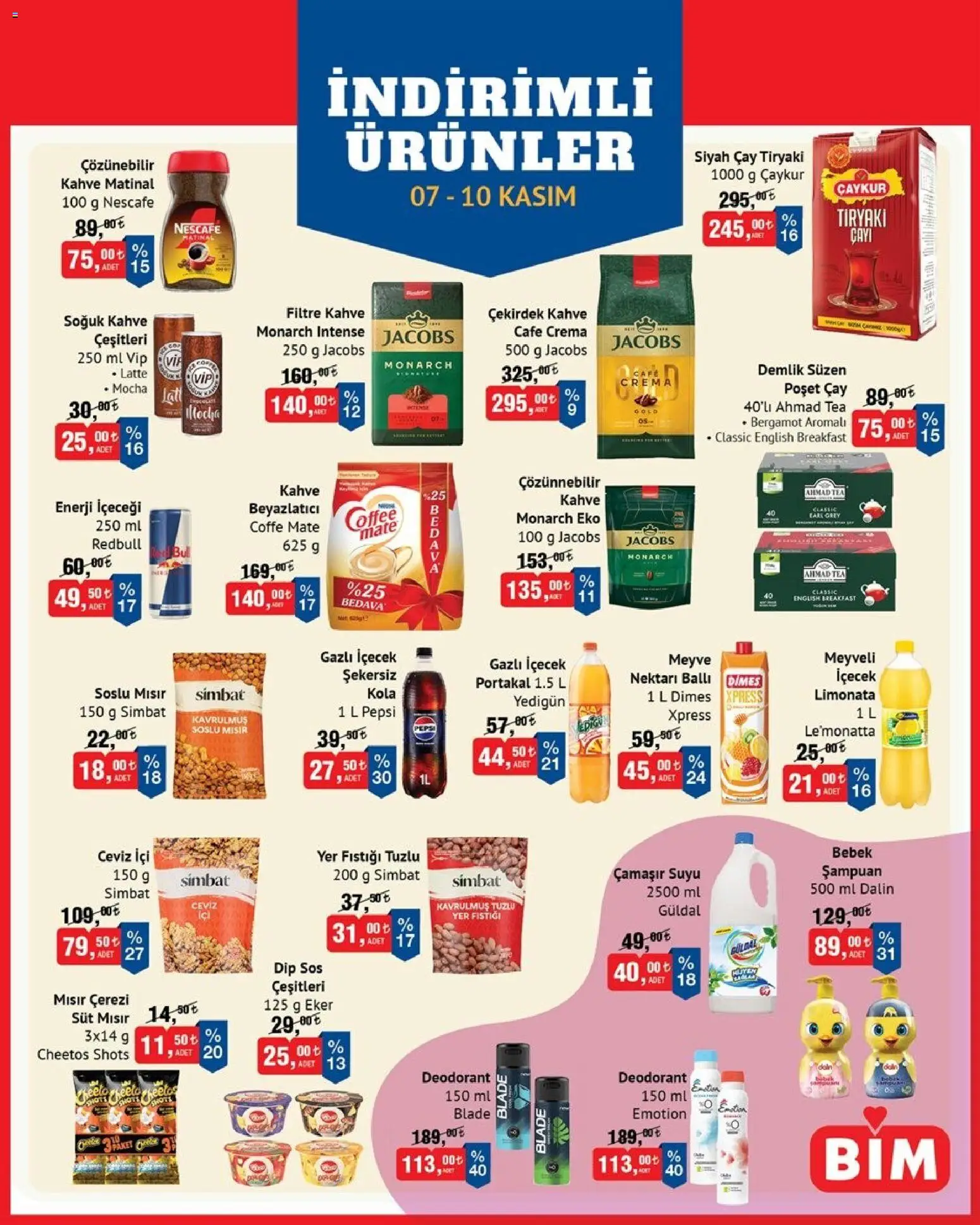 BİM İndirimli Ürünler - 07.11.2025 tarihinden itibaren geçerlidir | Sayfa: 1 | Ürünler: Çay, Meyve, Mısır, Demlik