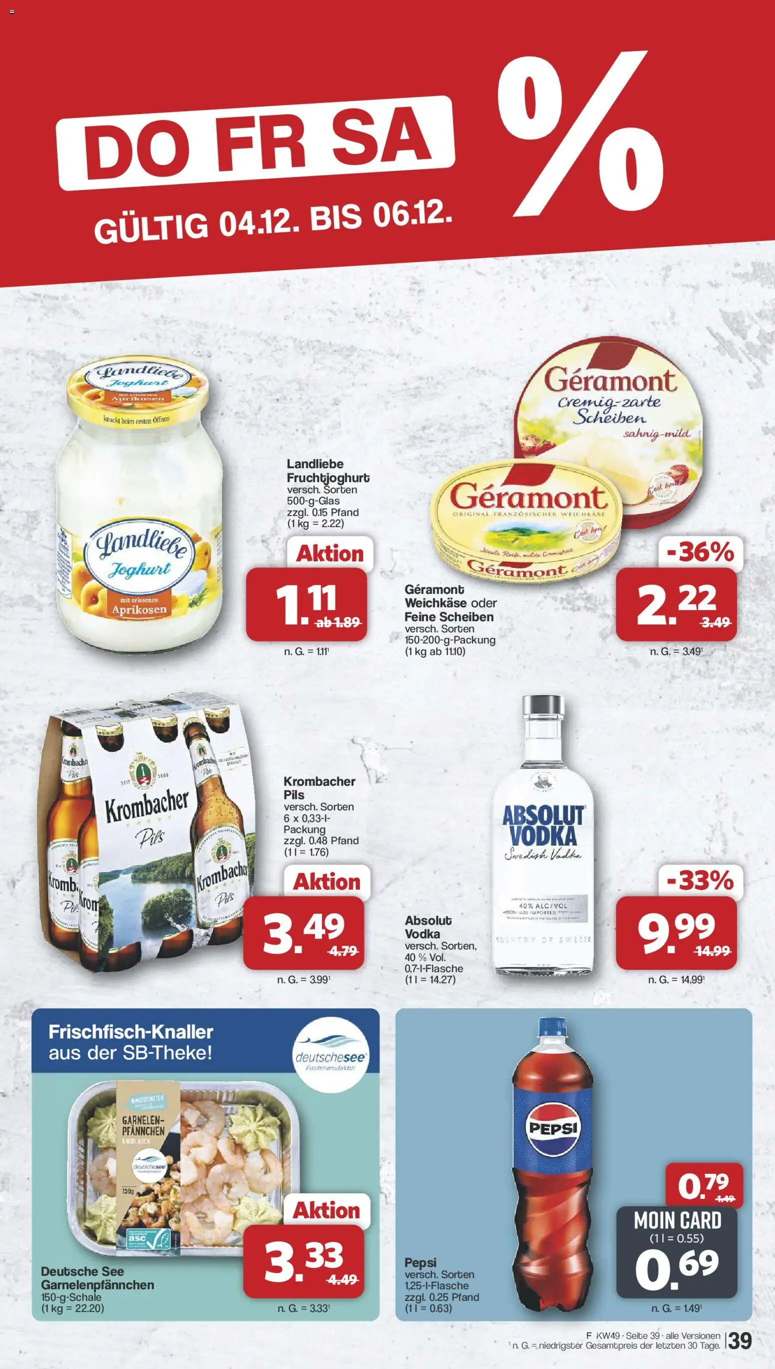 Famila Nordwest Prospekt 	 – gültig ab 01.12.2025 | Seite: 40 | Produkte: Geramont, Garnelen, Pepsi, Vodka