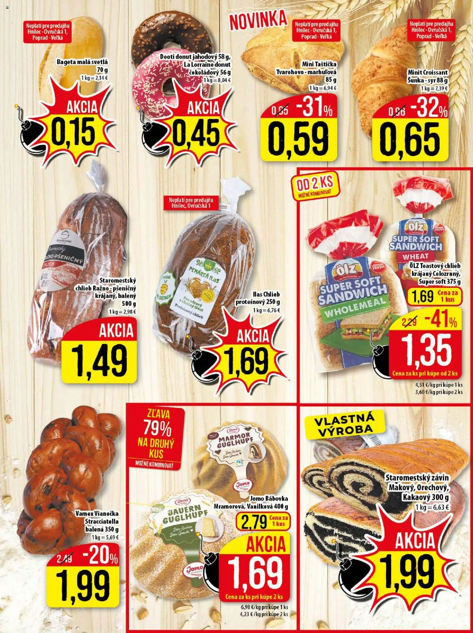 Nové Klas akcie – leták je platný od 10.11.2025 | Strana: 7 | Produkty: Pekáreň, Chlieb, Šunka, Donut