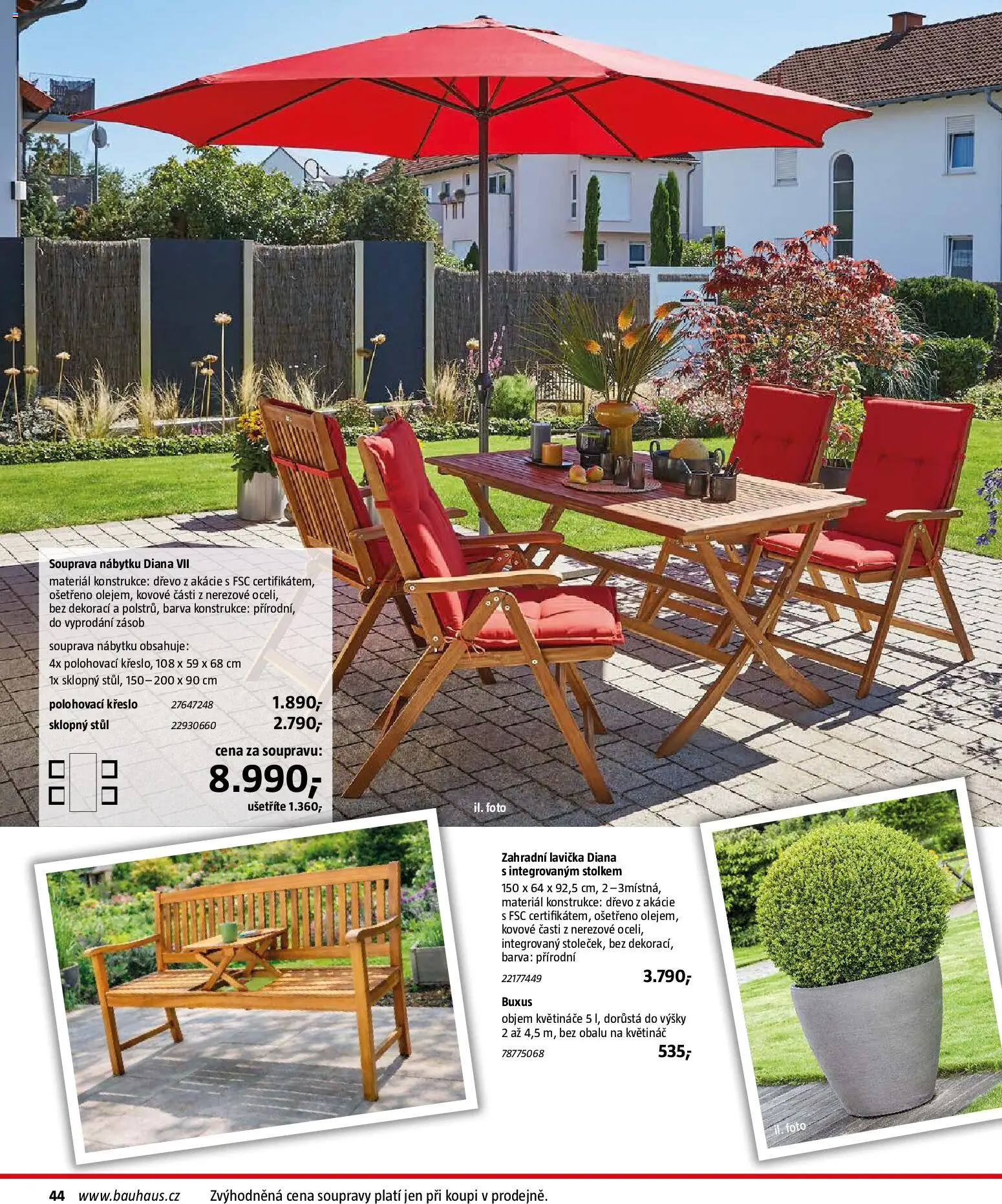 Bauhaus katalog Záhradní nábytek od 08.04.2026 | Strana: 44 | Produkty: Květináče, Křeslo, Stůl, Květináč